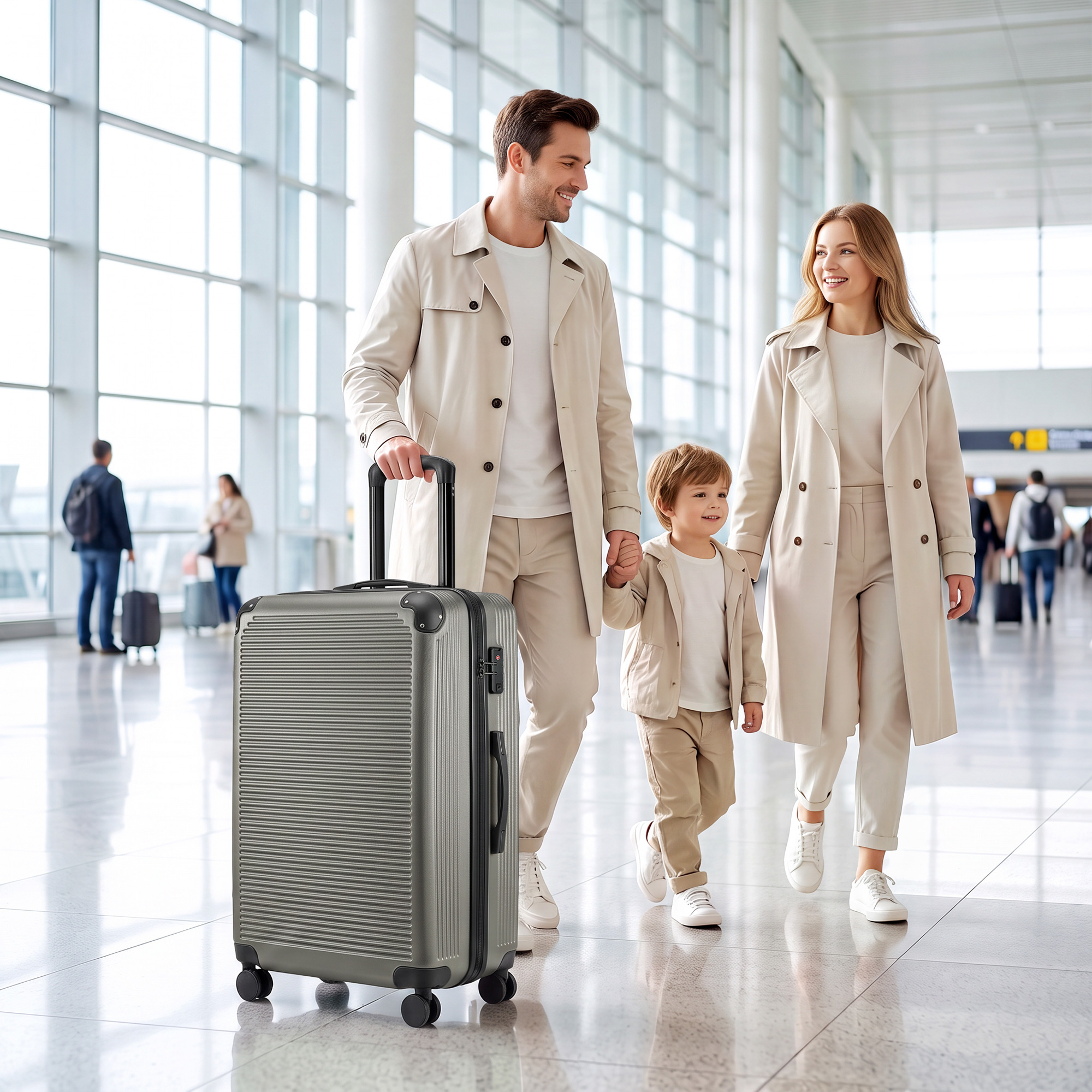 Reisekoffer Hartschale erweiterbar Rollkoffer Trolley 4 Rollen TSA Schloss 77 cm Dunkelgrau