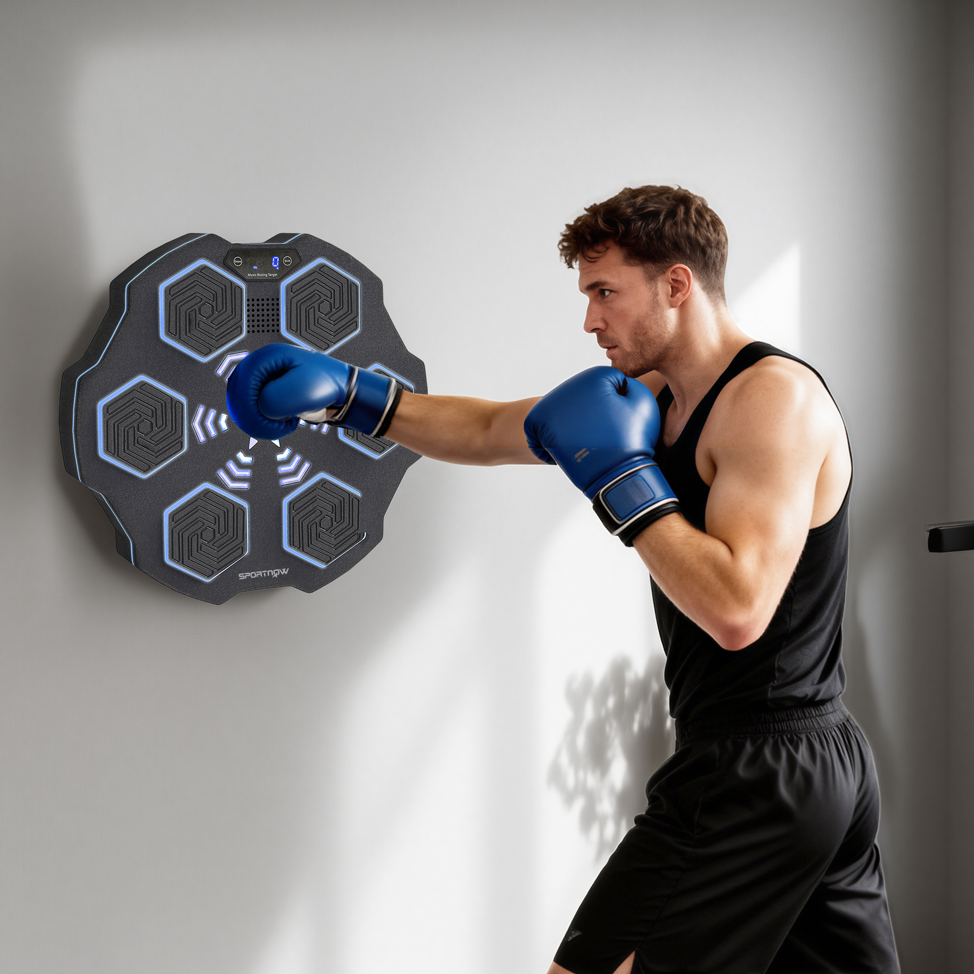 Musikboxmaschine, Bluetooth-Boxgerät, Wandmontage, 9 Geschwindigkeiten und Modi, LED-Lichter, Schwarz