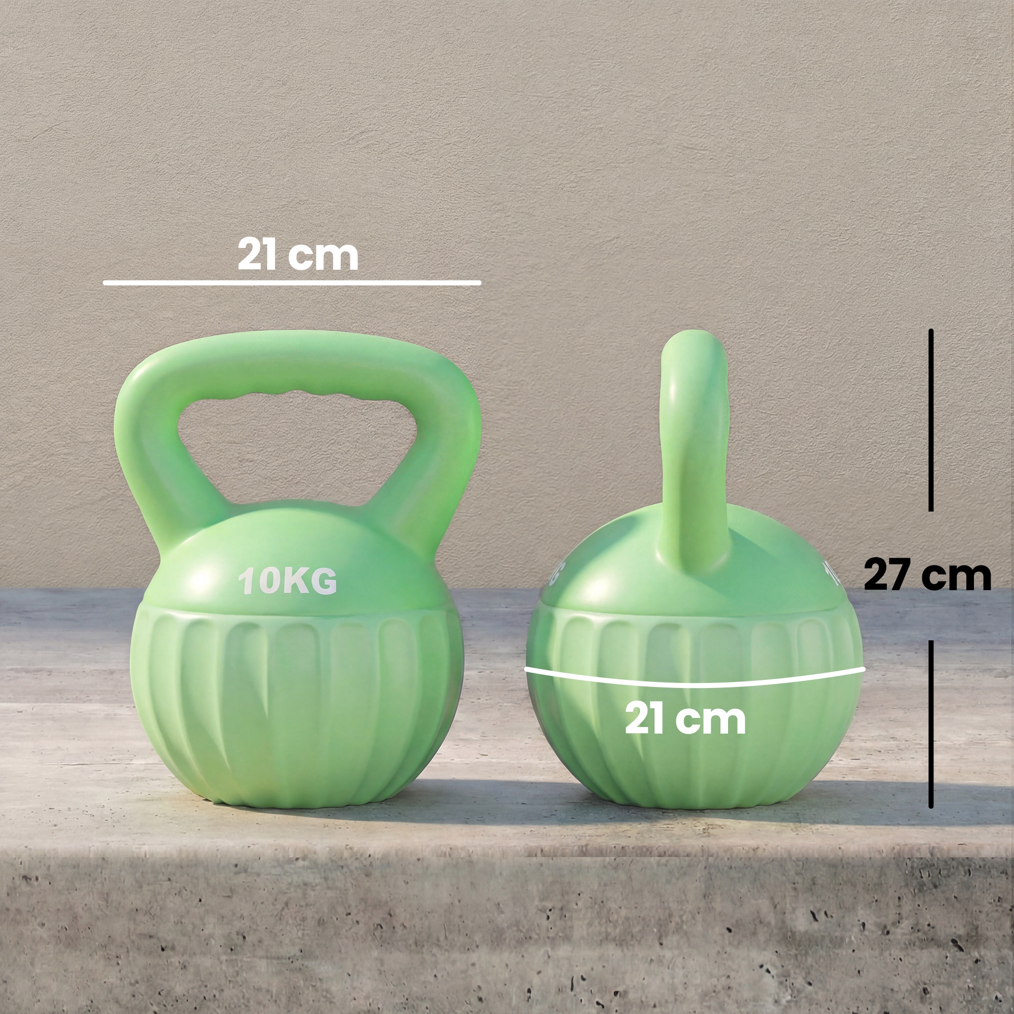 Kettlebell Kugelhantel 6 kg Gewicht-Hantel mit Sand befüllt für Anfänger Zuhause Krafttraining 21 x 21 x 27 cm Grün