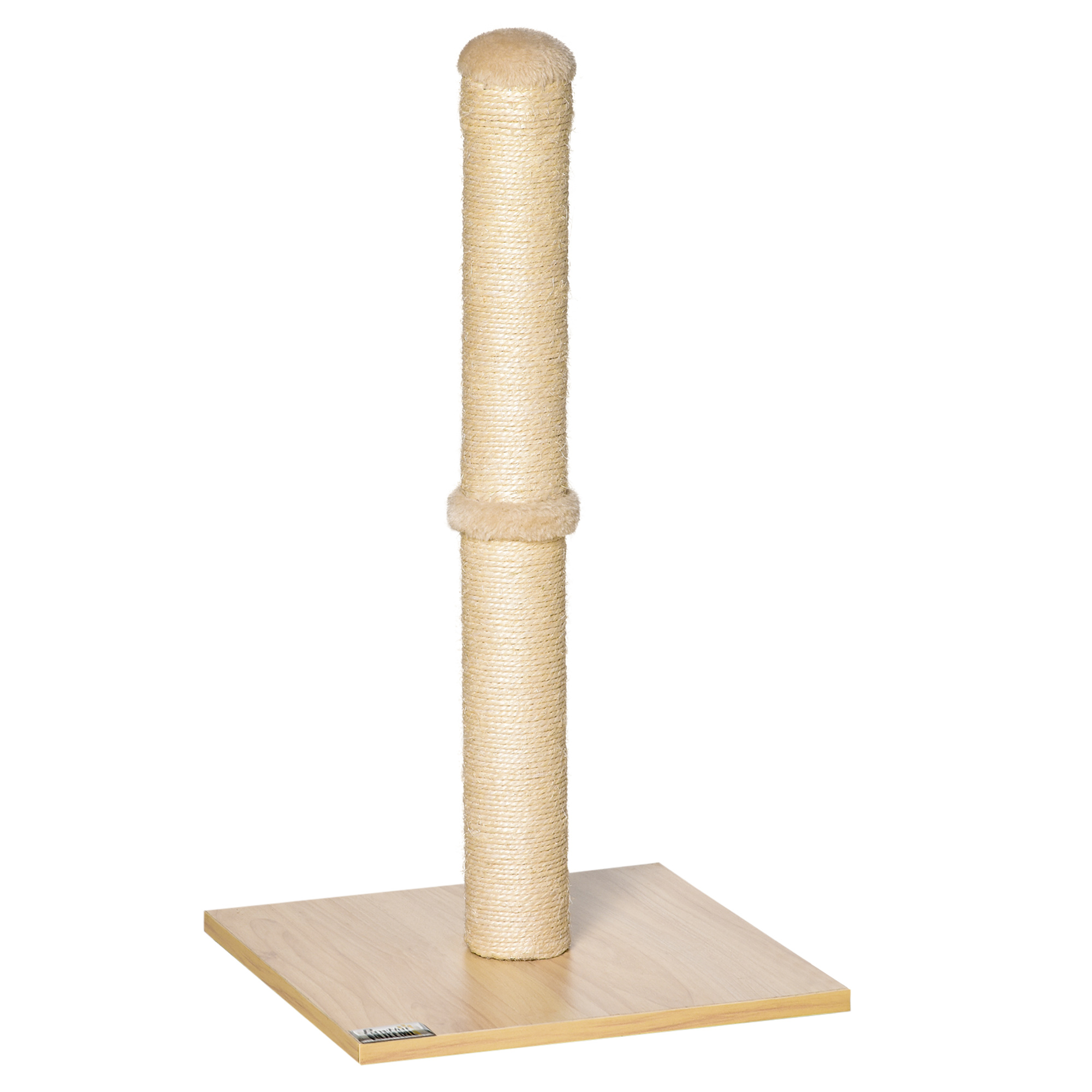 Kratzstamm für Katzen Kratzsäule aus Sisal stabiler Kratzbaum Kratz Spielzeug Katze mit Ball 60 cm Spanplatte Sisal Beige+Eiche 34 x 34 x 60 cm