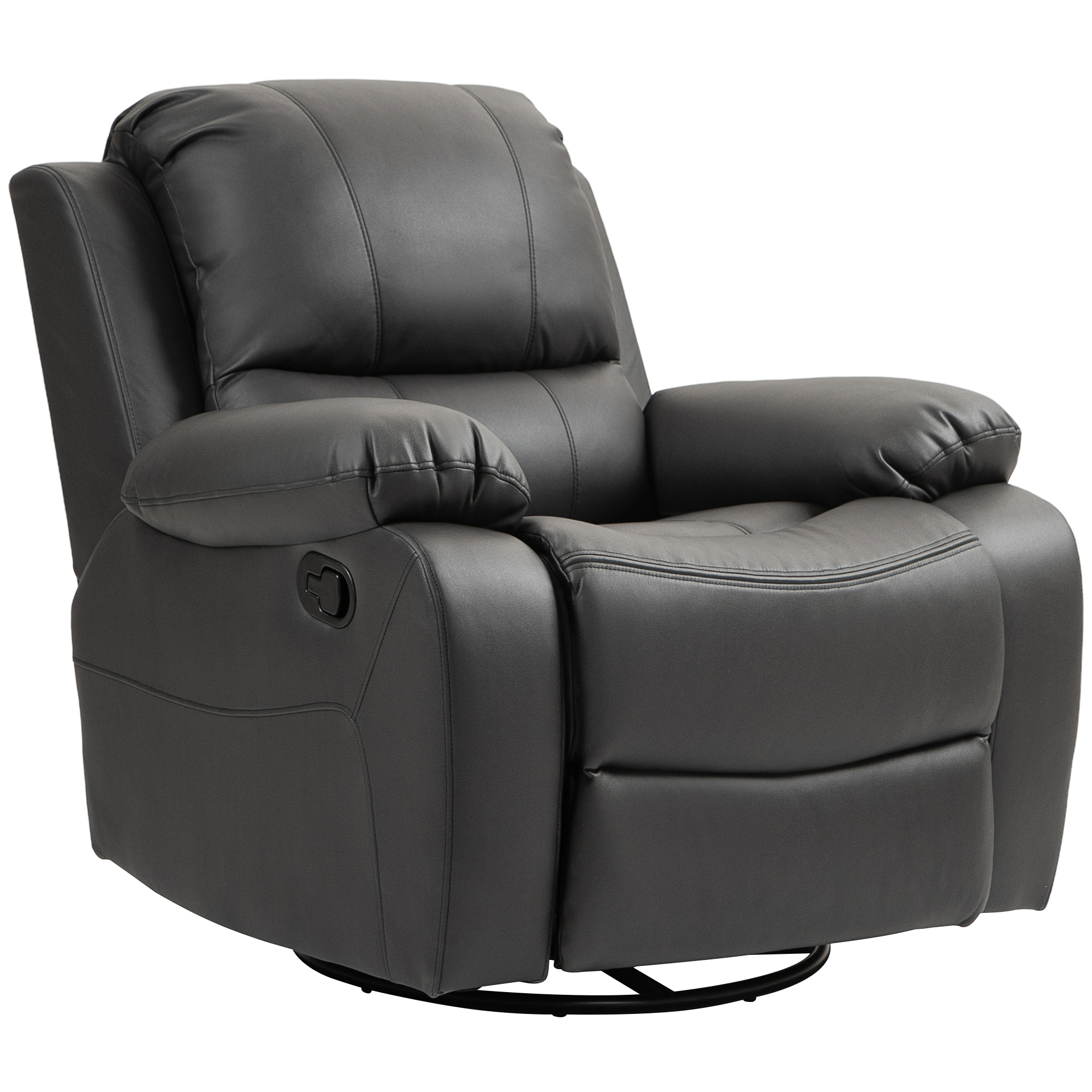 Relaxsessel, verstellbare Lehne & Fußstütze, drehbar, bis 150 kg, Stahlrahmen, 93x100x98cm, Schwarz