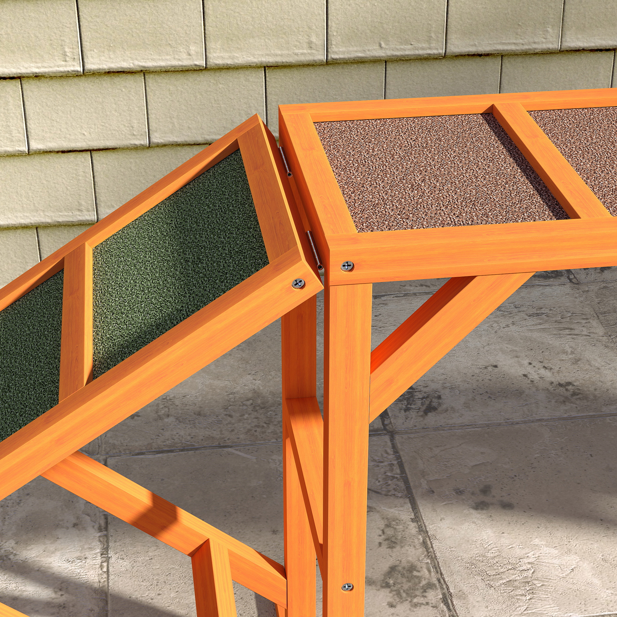 Agility Hunderampe, Parcours, rutschfest, wetterfest, Holz, 335 x 55 x 60 cm, Orange