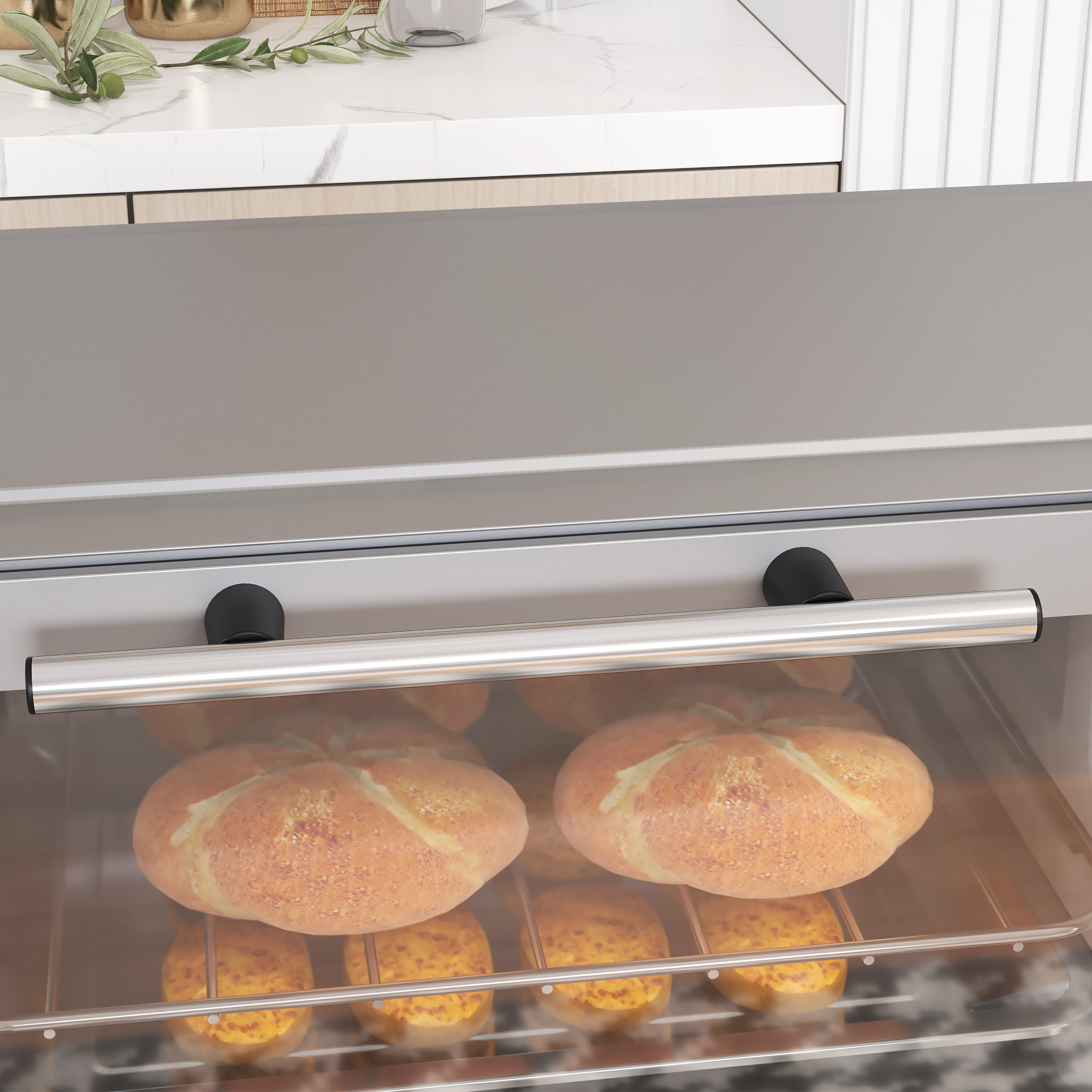 Minibackofen, 9 L Mini-Ofen mit Backblech, Grillrost, mit einstellbarer Temperatur und Garzeit, Edelstahl, Silber
