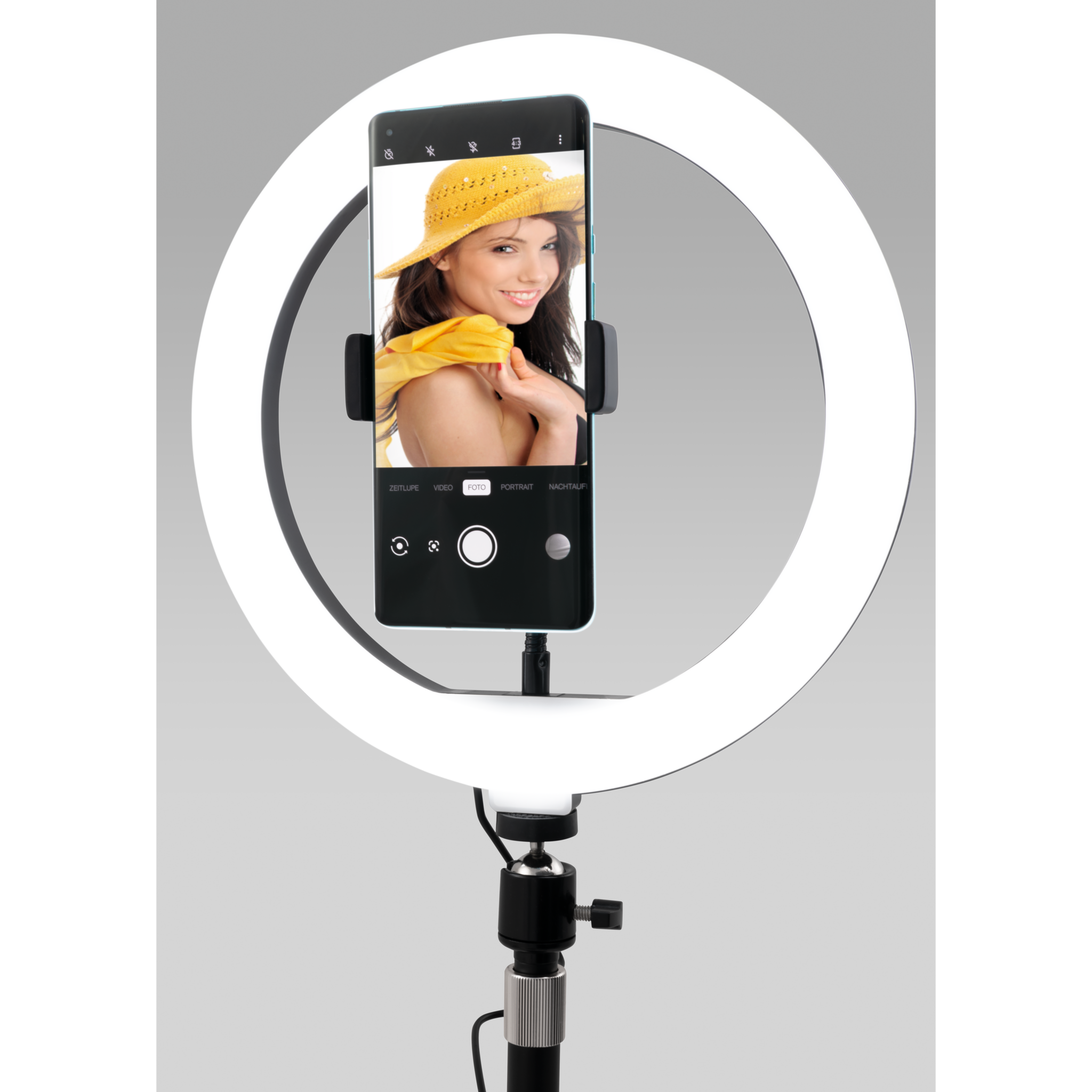 LED Ringleuchte für Smartphone,  Ø20 cm, 3 Lichtfarben,