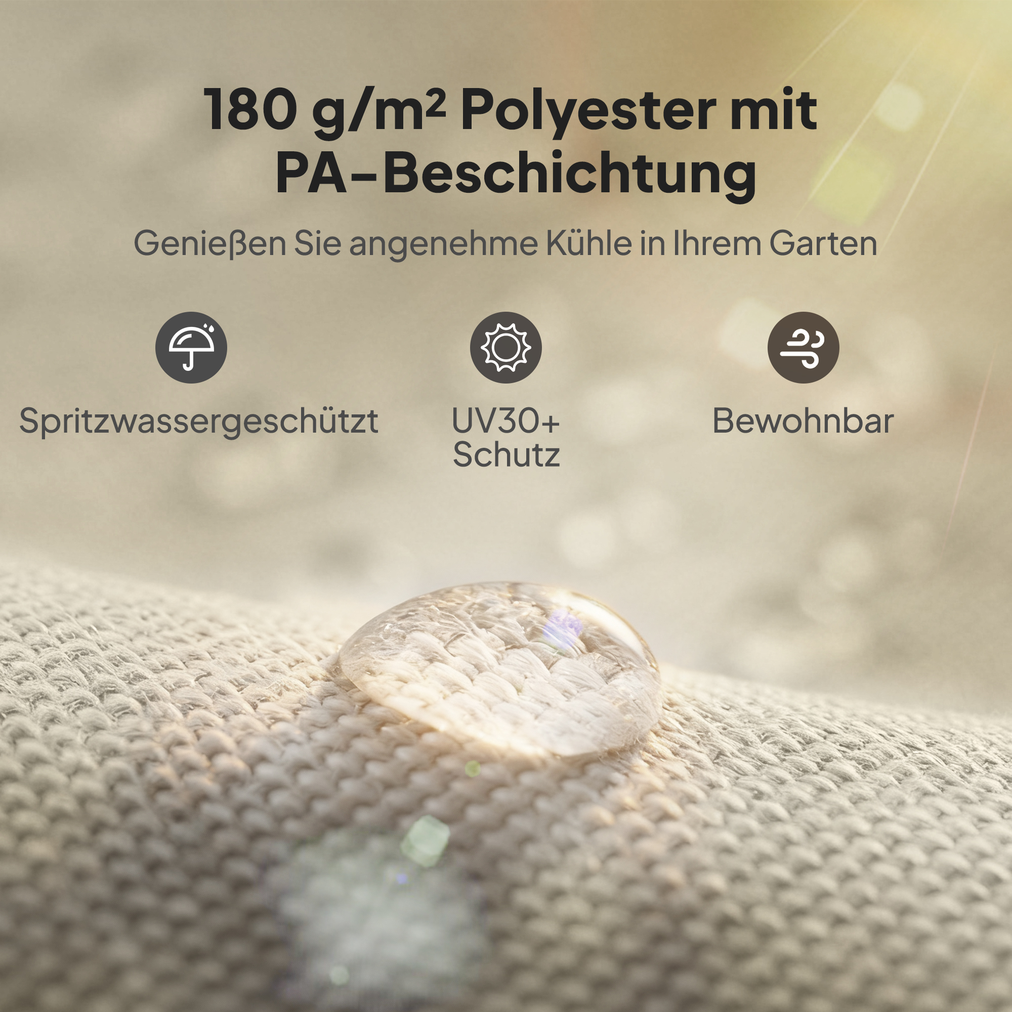 Ersatzdach für Pergola mit UV-Schutz, Sonnensegel für Terrassenüberdachung für 3 x 3 m Pavillon, Cremeweiß