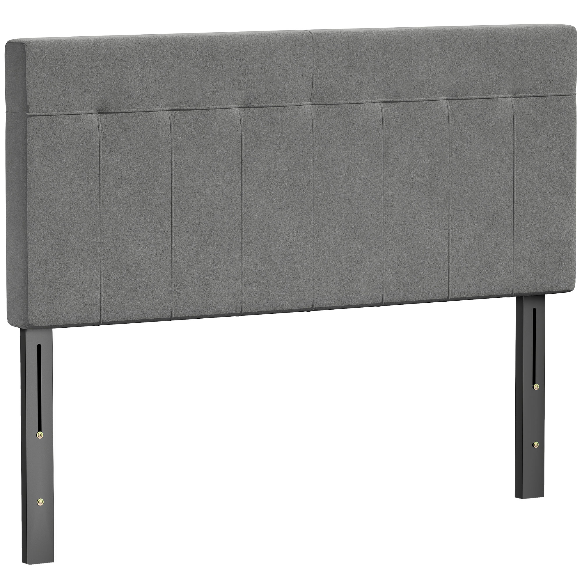 Kopfteil 3-fach höhenverstellbar Bettkopfteil mit Metallbeinen Samtoptik für Schlafzimmer 140x10x106/116/126 cm Grau