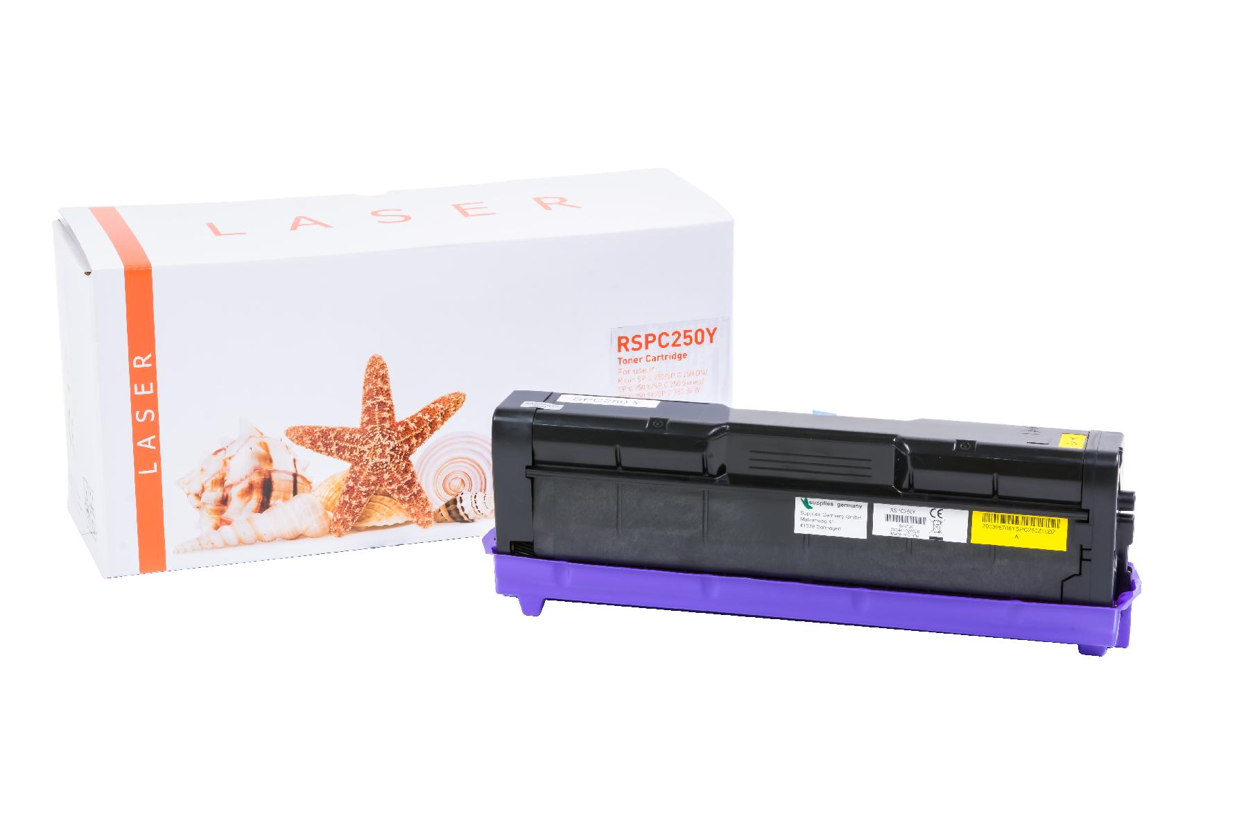 SPC250Y alternativ Toner yellow für Ricoh / 407546 / 1.600 Seiten
