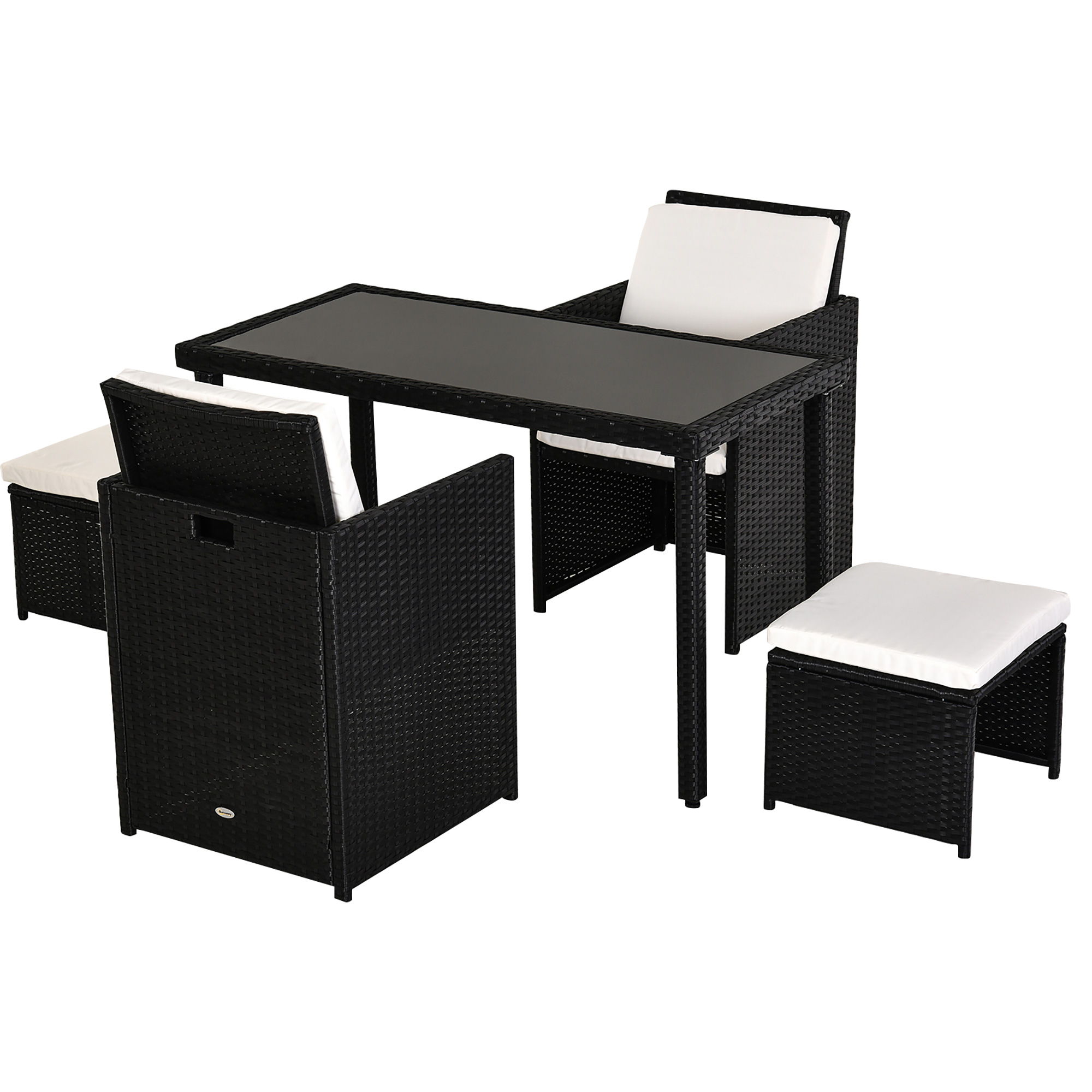 Polyrattan Sitzgruppe Essgruppe Gartenset Garnitur 11 tlg. mit Kissen Schwarz