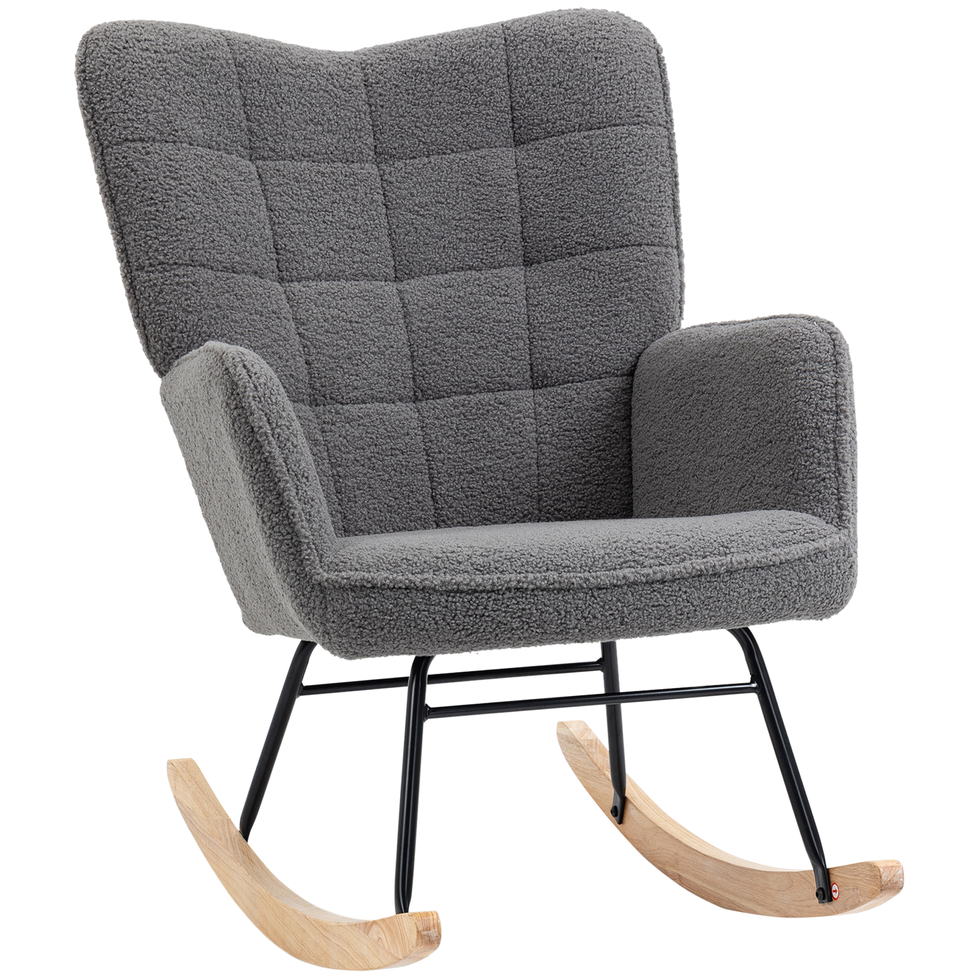 Schaukelstuhl im Retro-Design, Massivholz, Sessel, Relaxsessel, 98 cm x  71 cm x 101 cm, Dunkelgrau