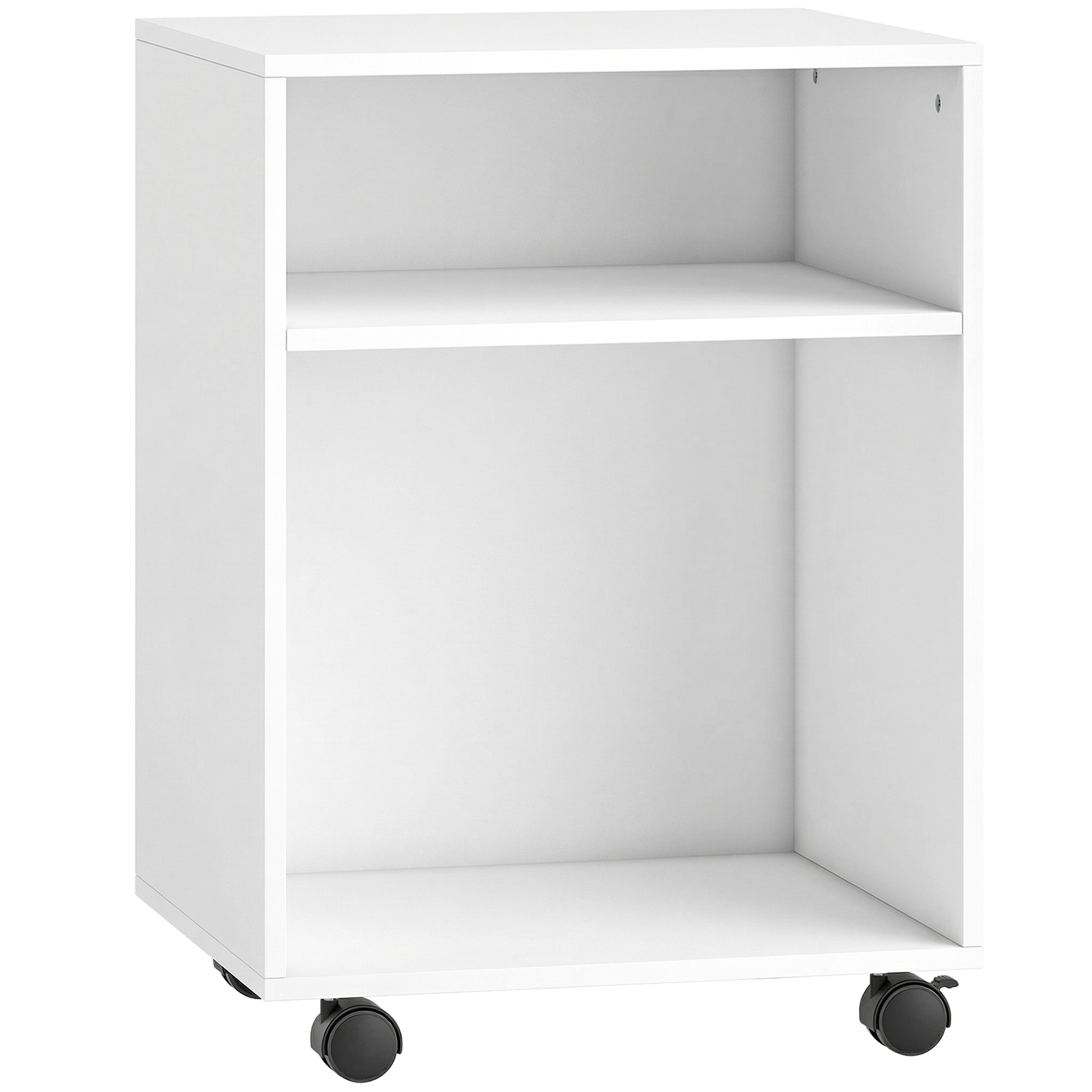 Druckerständer Druckertisch mit 2 offenem Regal feststellbaren Rollen für Büro Zuhause Fax Scanner 40 x 35 x 56 cm Weiß