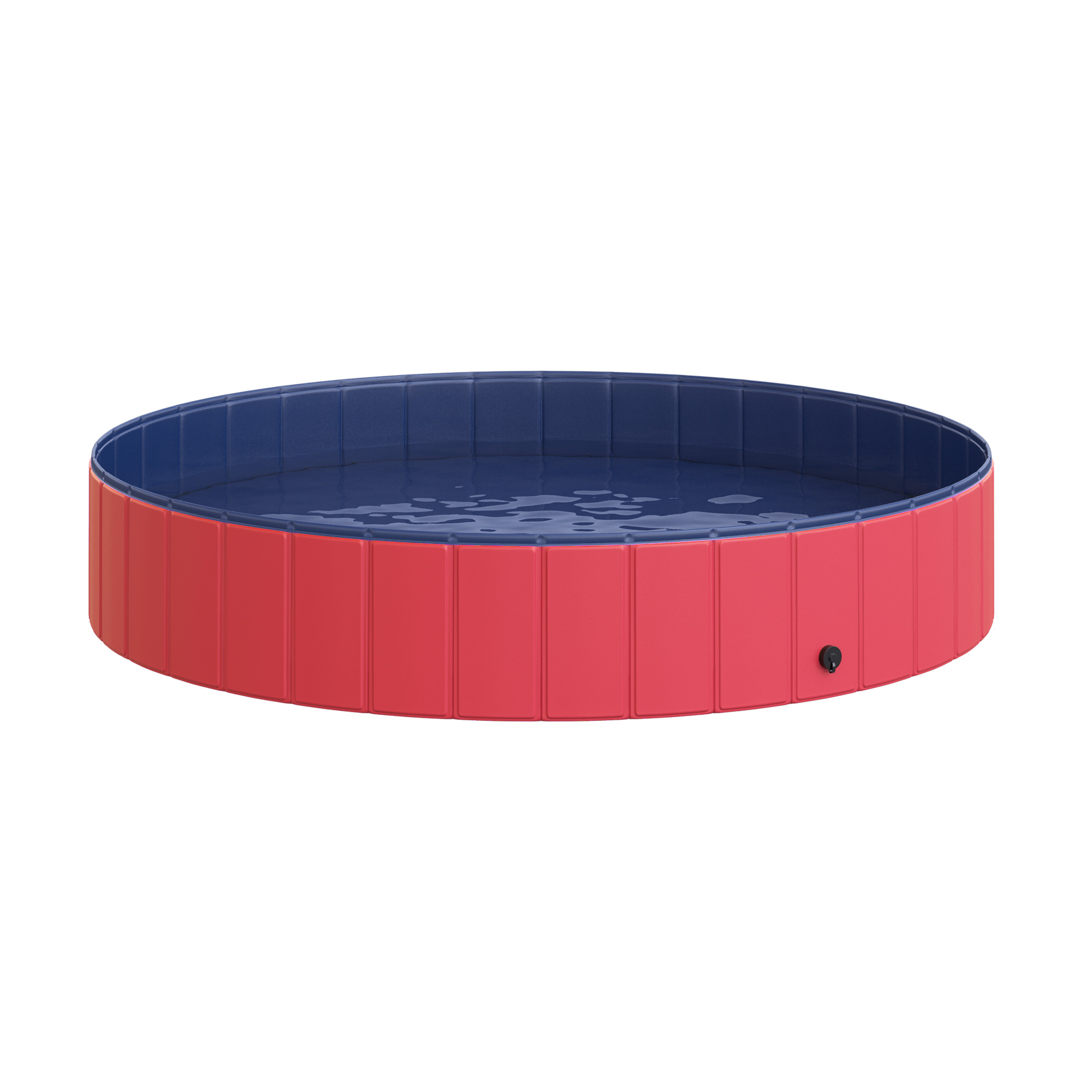 Hundebadewanne faltbar Badewanne Hundepool Plantschbecken Swimmingpool Wasserbecken für Hunde und Katzen Schwimmbecken Kunststoff+Holz Rot Ø160 x 30H cm