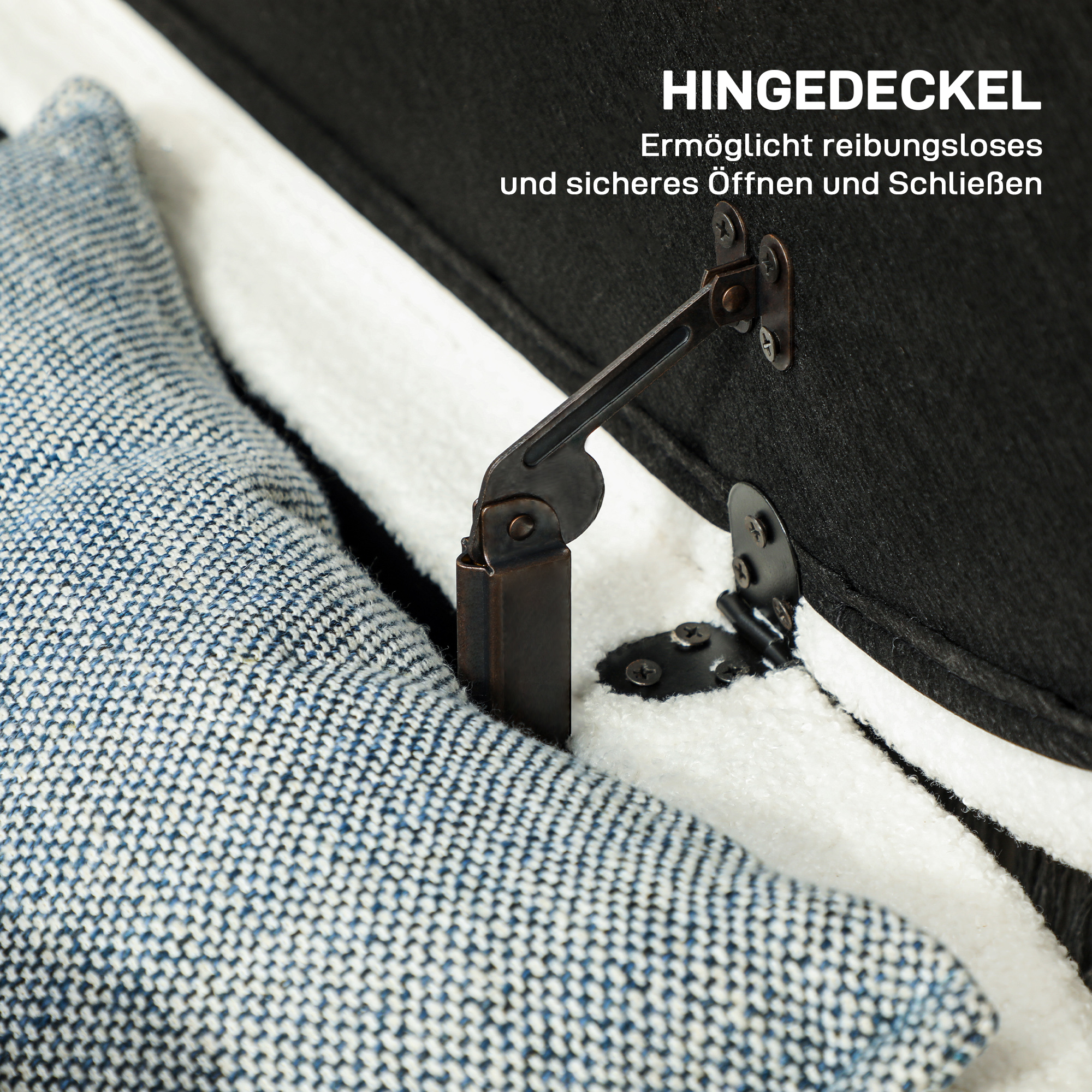 Sitzbank mit Stauraum, Deckel und Metallbeinen für Wohnzimmer, Schlafzimmer, Flur, Weiß