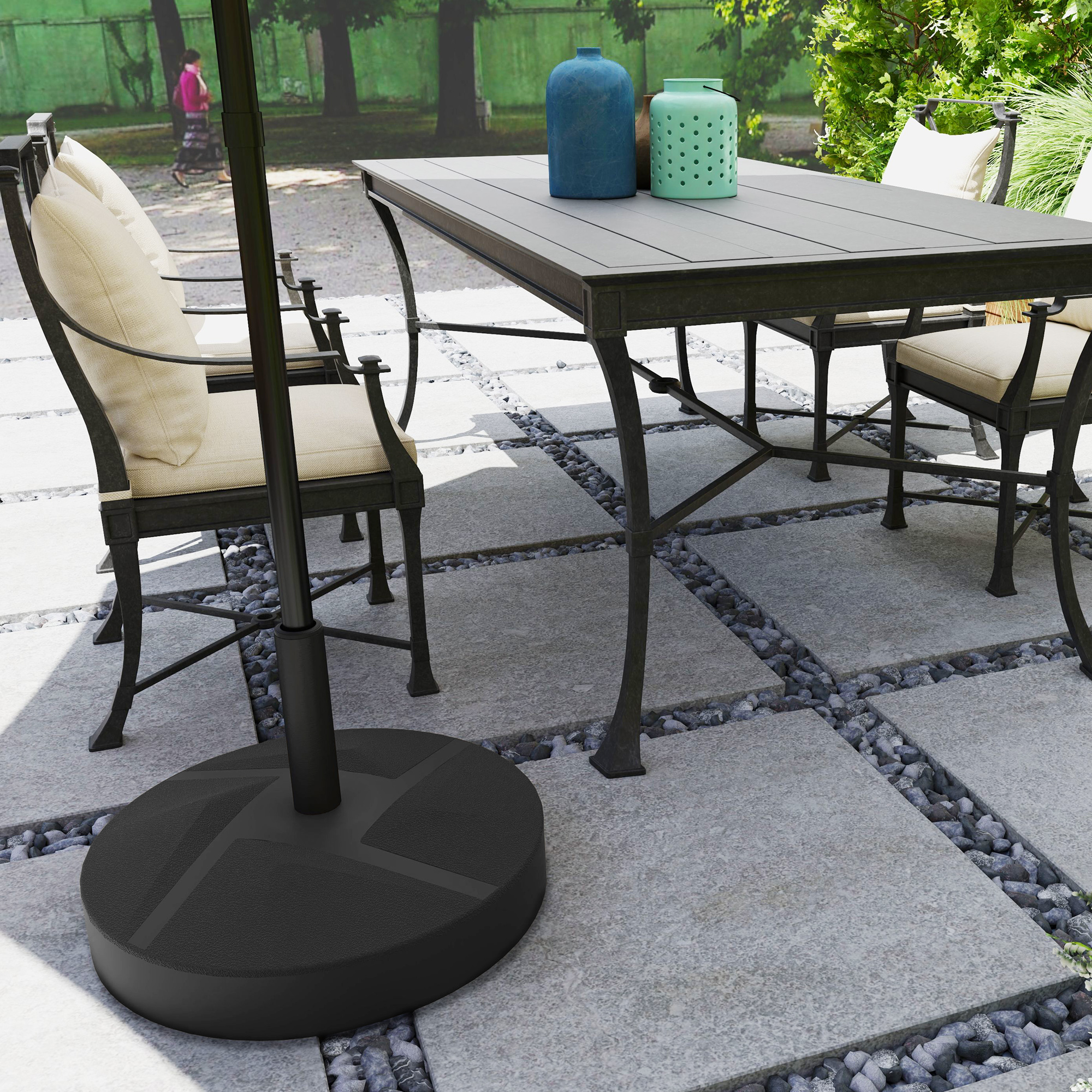 Sonnenschirmständer bis 30 kg befüllbar Schirmständer Rund Schirmhalter für Sonnenschirm 36/38/48mm Schwarz