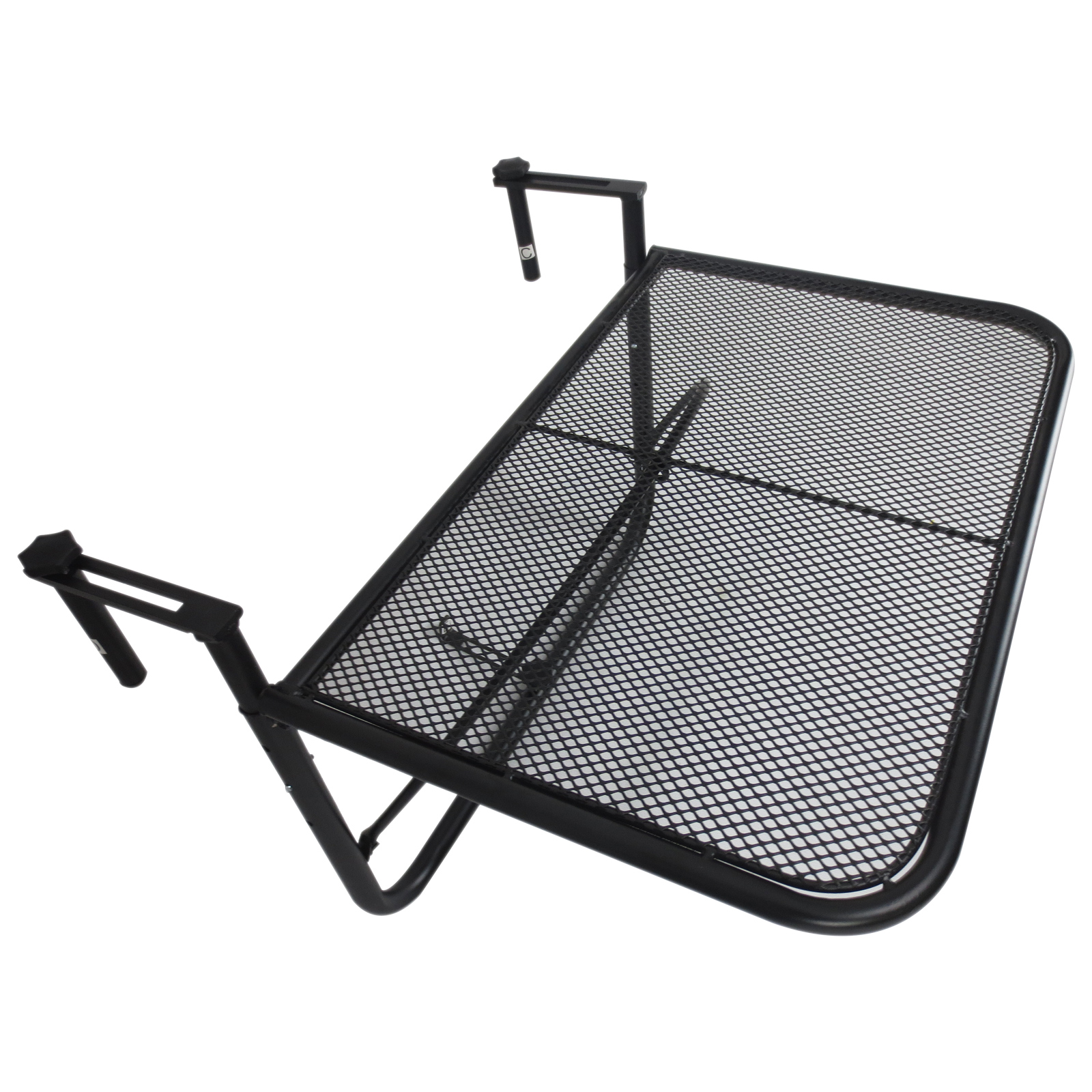 Balkonhängetisch Gartentisch höhenverstellbar viereckig Terrasse Metall Schwarz L60 x B56,5 x H45 cm