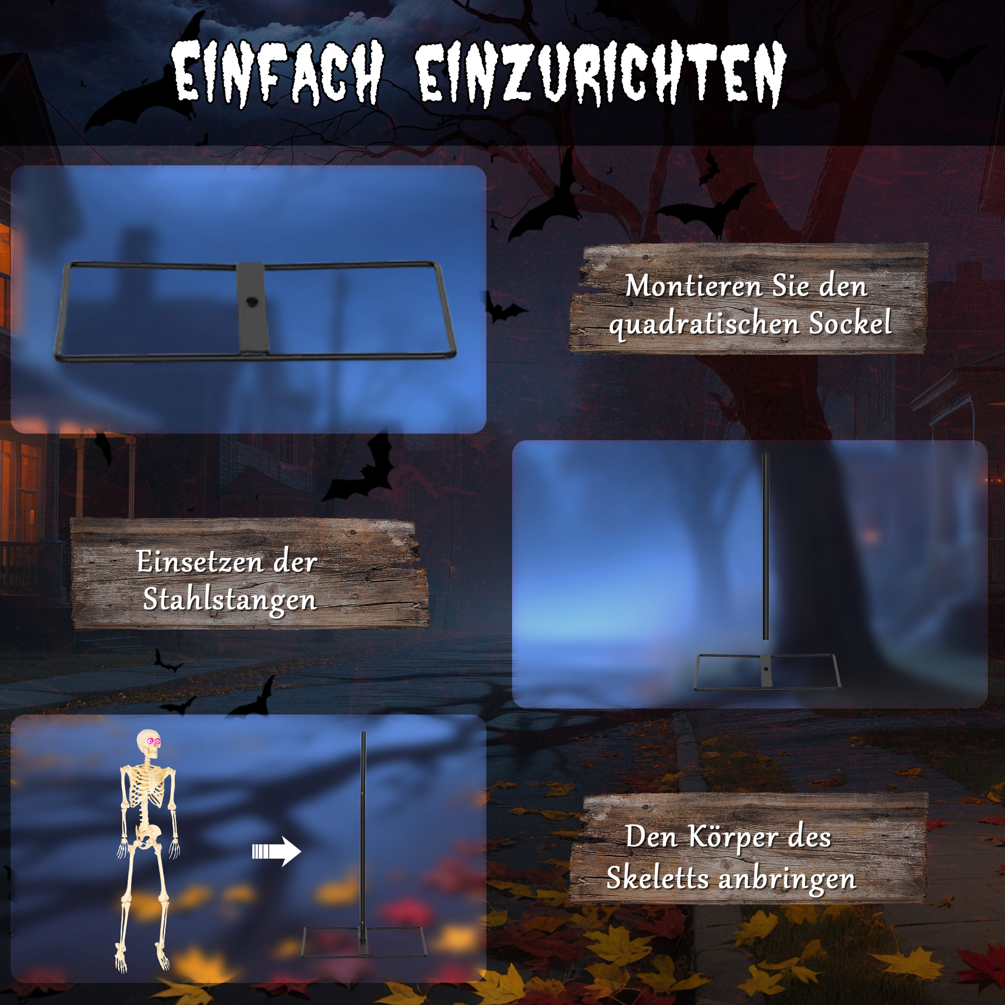 Skelett-Figur, Halloween-Dekoration, bewegliche Arme und Beine, Geräusch-Aktivierung, leuchtende Augen, Batteriebetrieb, 152 cm, Metall, Kunststoff, Gelb Skelett-Figur, Halloween-Dekoration, bewegliche Arme und Beine, Geräusch-Aktivierung, leuchtende Augen, Batteriebetrieb, 152 cm, Metall, Kunststoff, Gelb