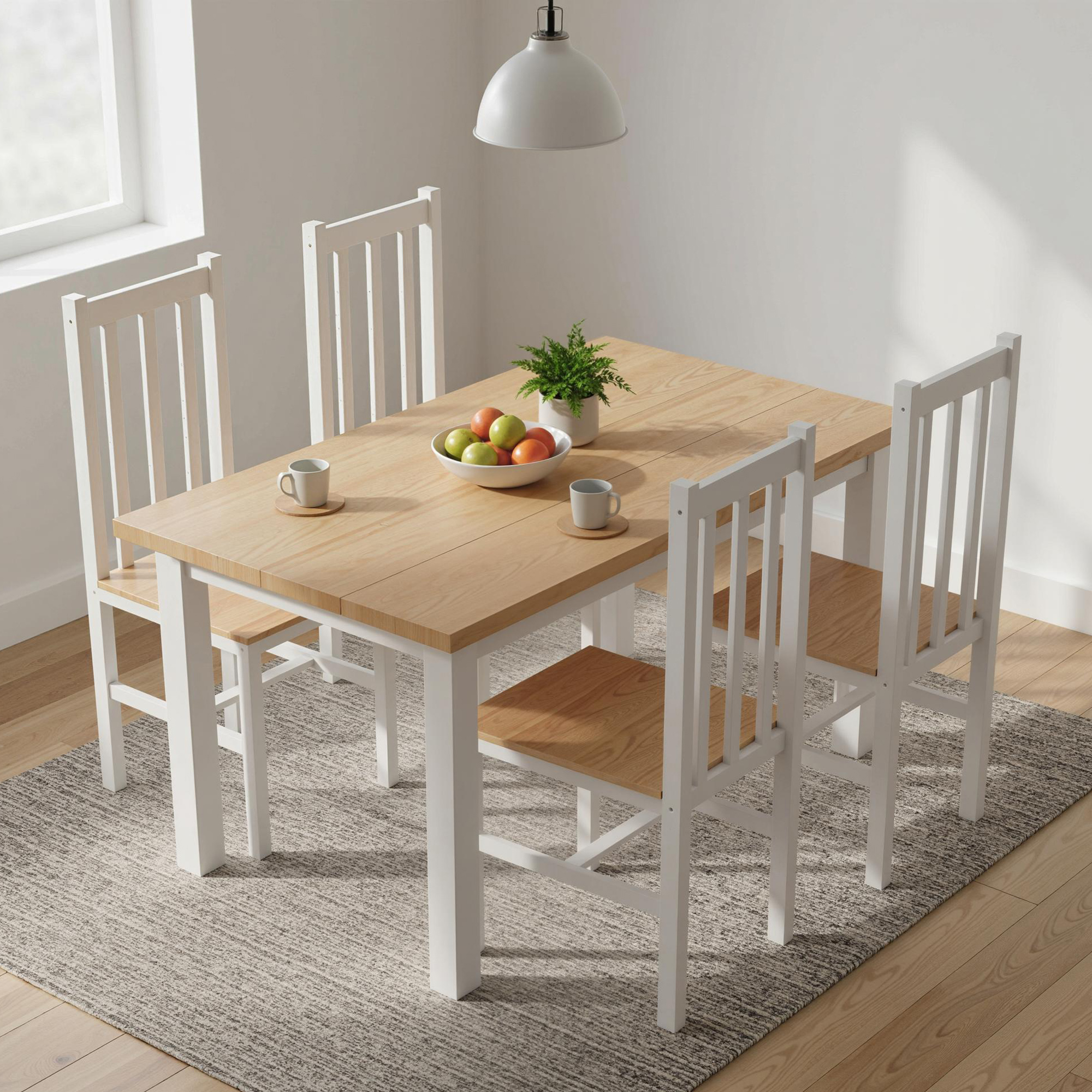 4er-Set Küchenstühle Esszimmerstühle Stühle, Massivholz, modernes Design, 38, 5 cm x 47,5 cm x 99 cm, Natur