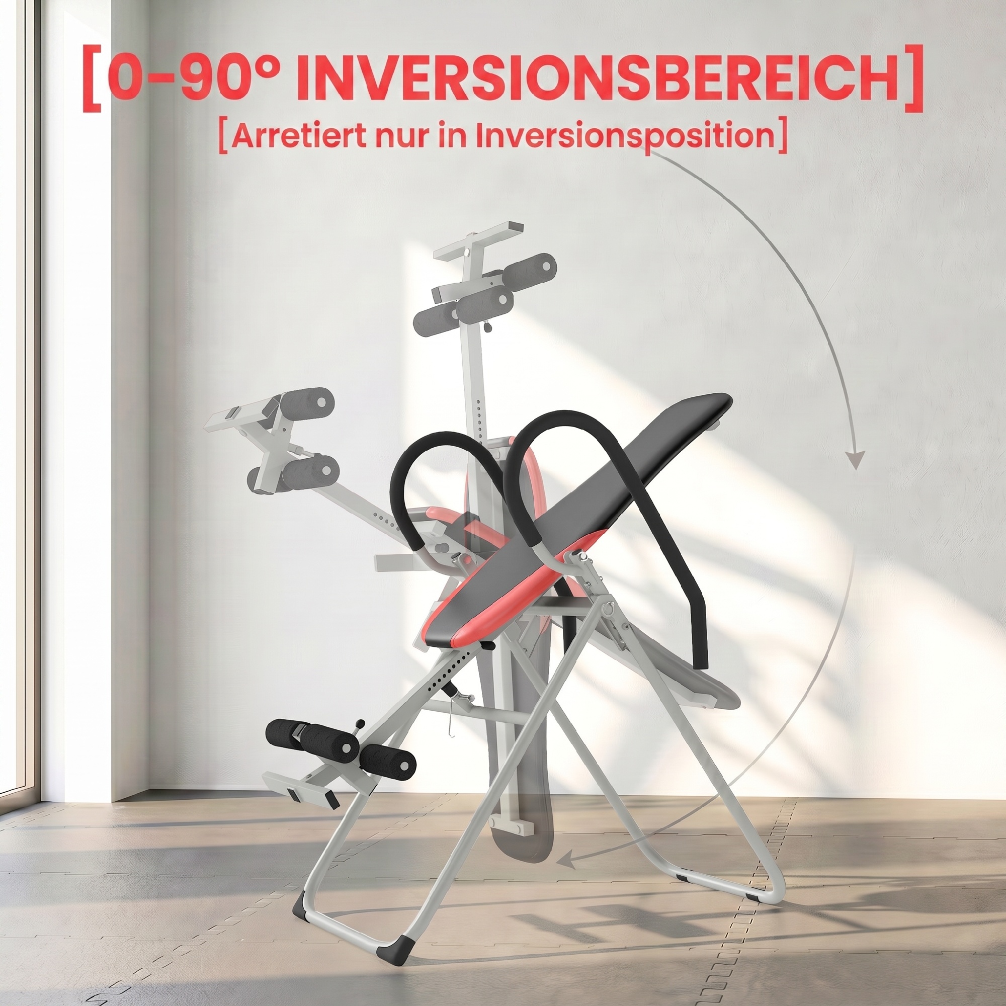Inversionsbank, klappbar, Inversionstisch mit Verstellbarem Knöchelverschluss, Sicherheitsgurt, rutschfest