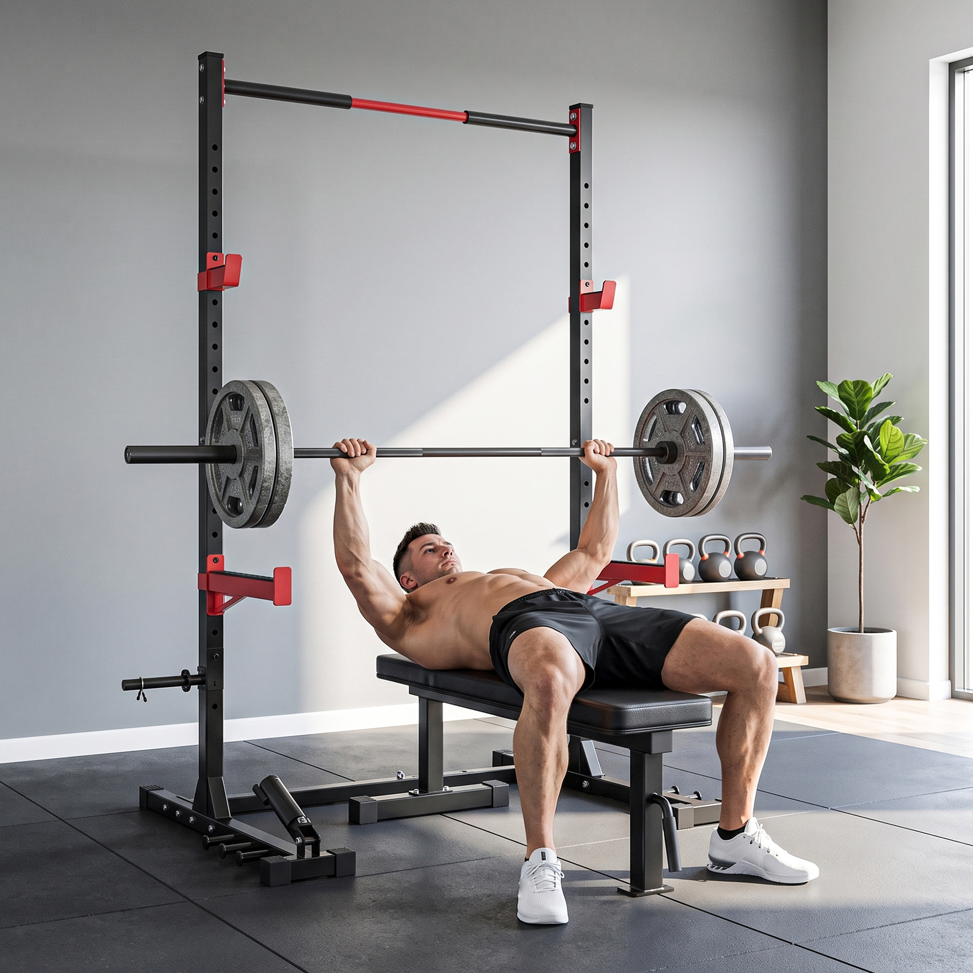 Power Tower Squat Rack Klimmzugstange Freistehend mit verstellbare Breite Scheibenhalter Landmine