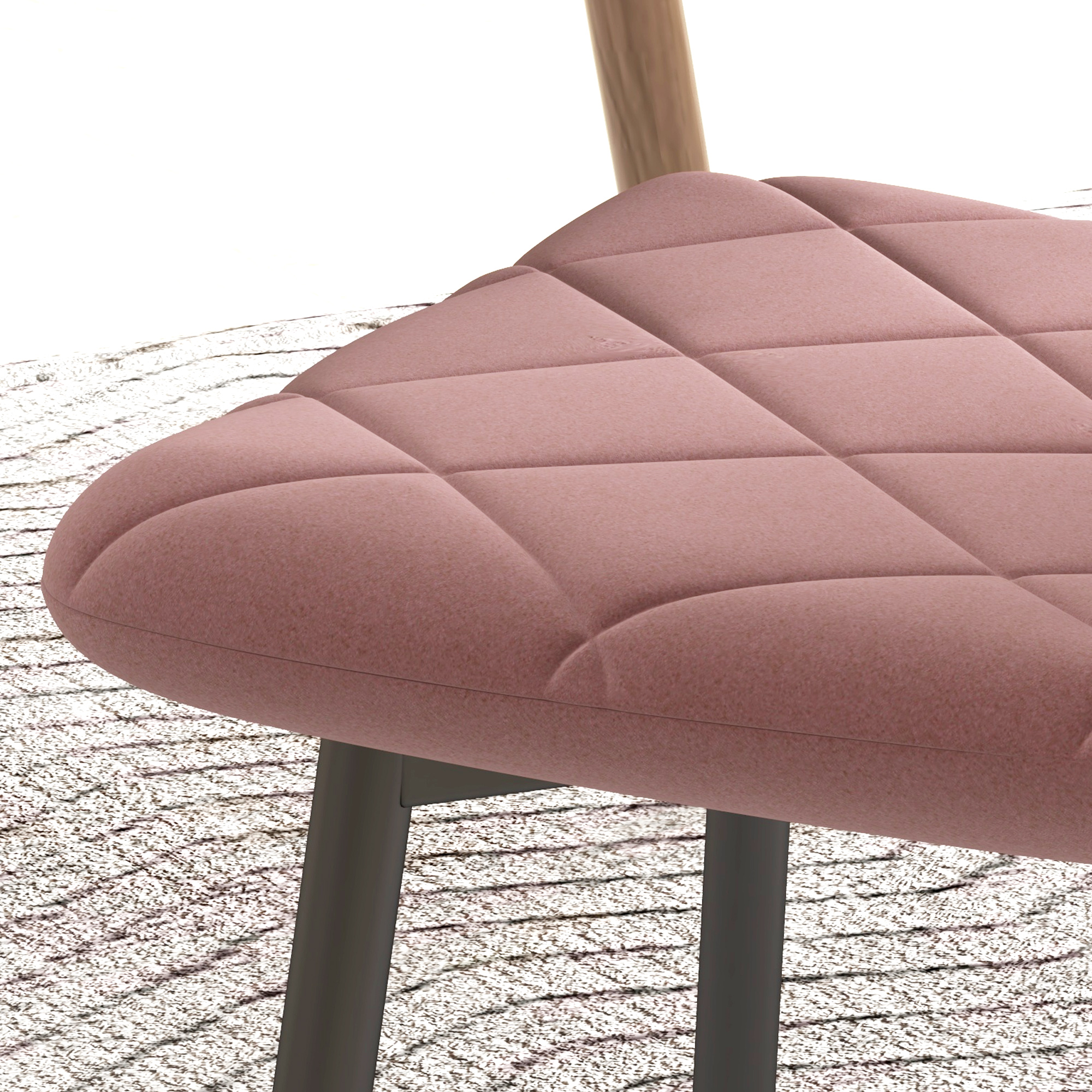 Esszimmerstühle 4er Set Küchenstuhl mit Rückenlehne, Samtoptik, Sessel 45 x 54 x 87 cm Rosa