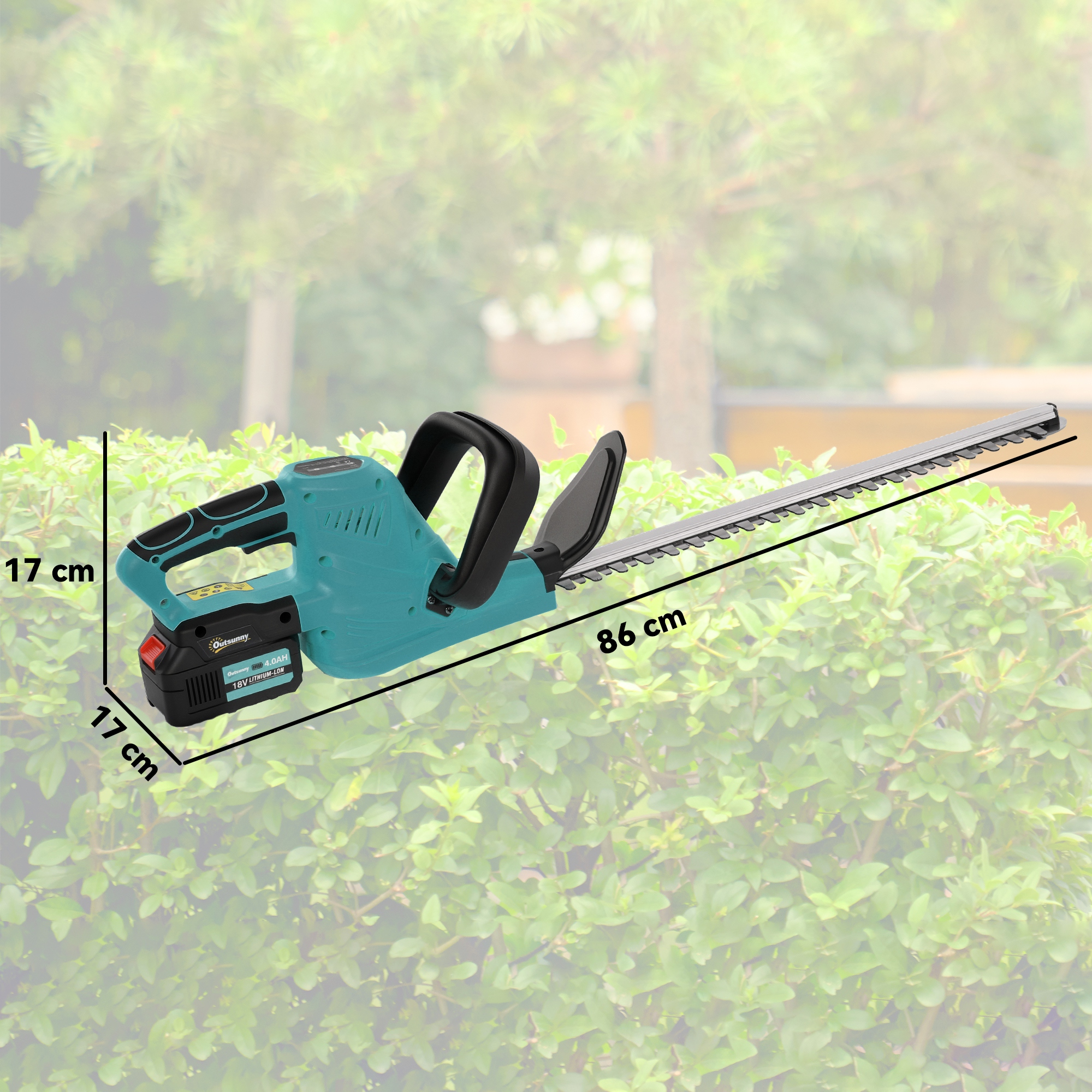 Elektro Heckenschere Akku Heckenschneider mit 51cm Schnittlänge Motor, Akku Blau