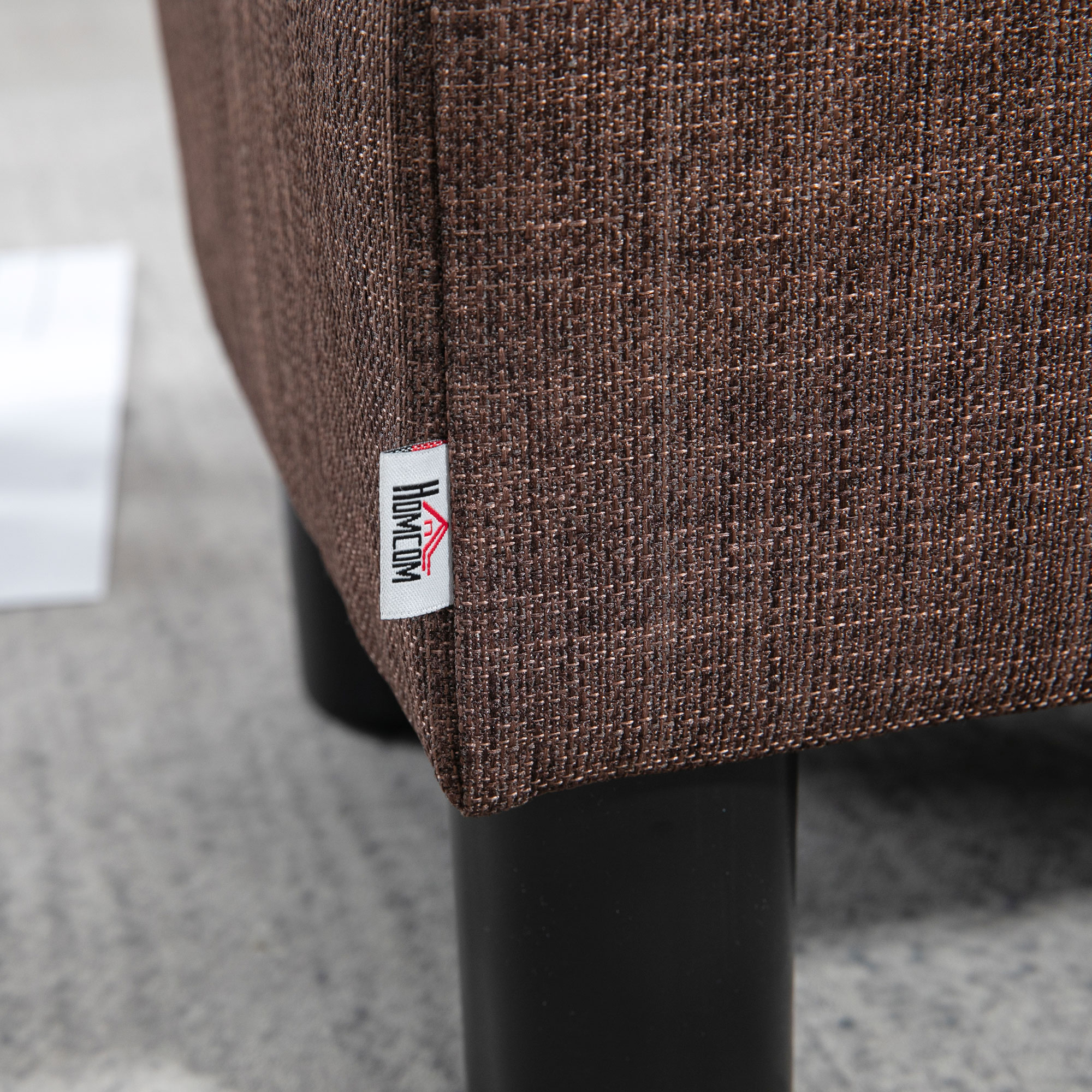 Hocker mit Stoffbezug in Leinenoptik, bis 110 kg, braun, 40 x 30 x 24cm
