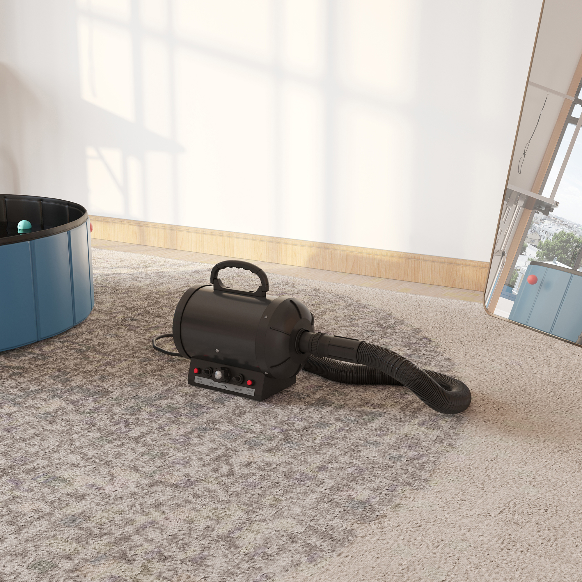 Profi Hundefön Tierfön Pet Dryer Flüsterfön Hundetrockner 2800W Metall Schwarz 40 x 16 x 20 cm