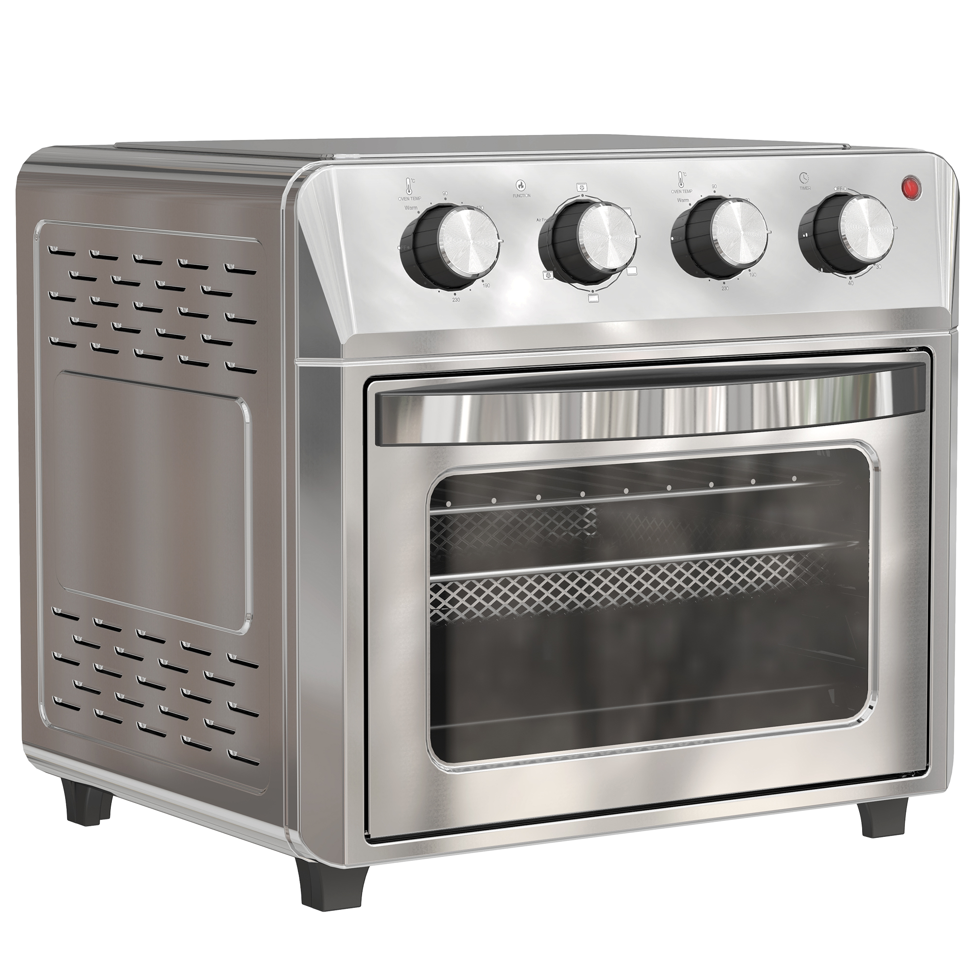 Minibackofen mit Umluft, Heißluftfritteuse, 6 Heizmodi, Timer, Zubehör, 24L, Silber