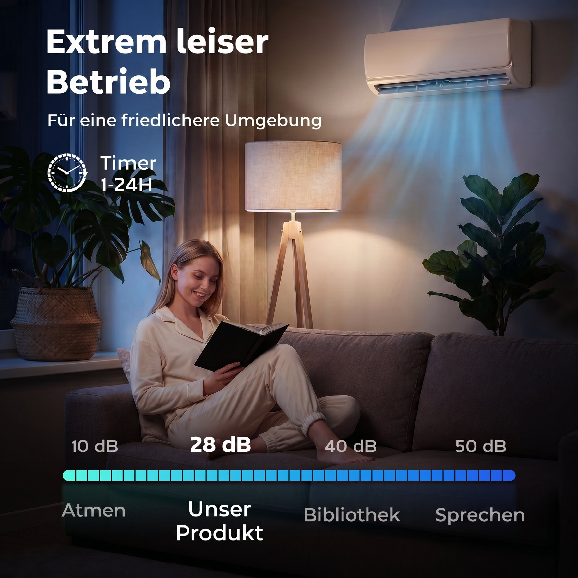 9000 BTU Mini-Split-Klimaanlage & Wärmepumpe, WLAN-fähige Inverter-Klimaanlage mit Installationskit
