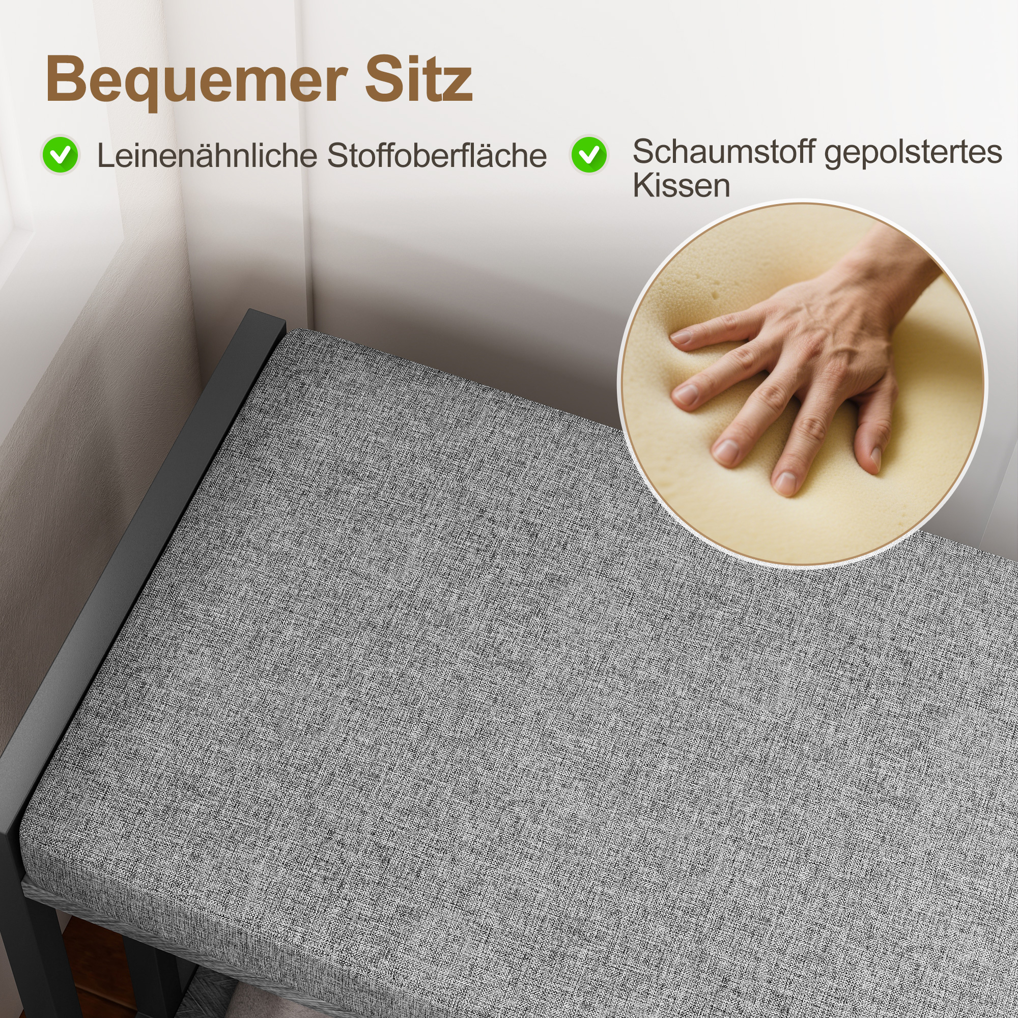 Schuhregal mit Sitzbank, Flurregal für Schuhe, Schuhschrank mit 3-stufigem Design, für Flur, Eingangsbereich, Wohnzimmer, Schlafzimmer, Grau