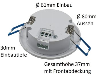 Decken-Einbau-Bewegungsmelder 360° FLAT, PIR, LED geeignet, 8m Detektion, 80x30mm