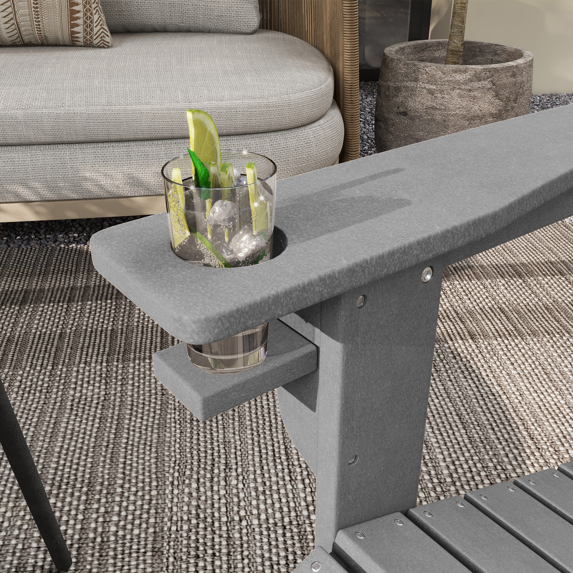 Gartenstuhl, ergonomisches Design, wetterfest, HDPE, grau, 75 x 87 x 90 cm