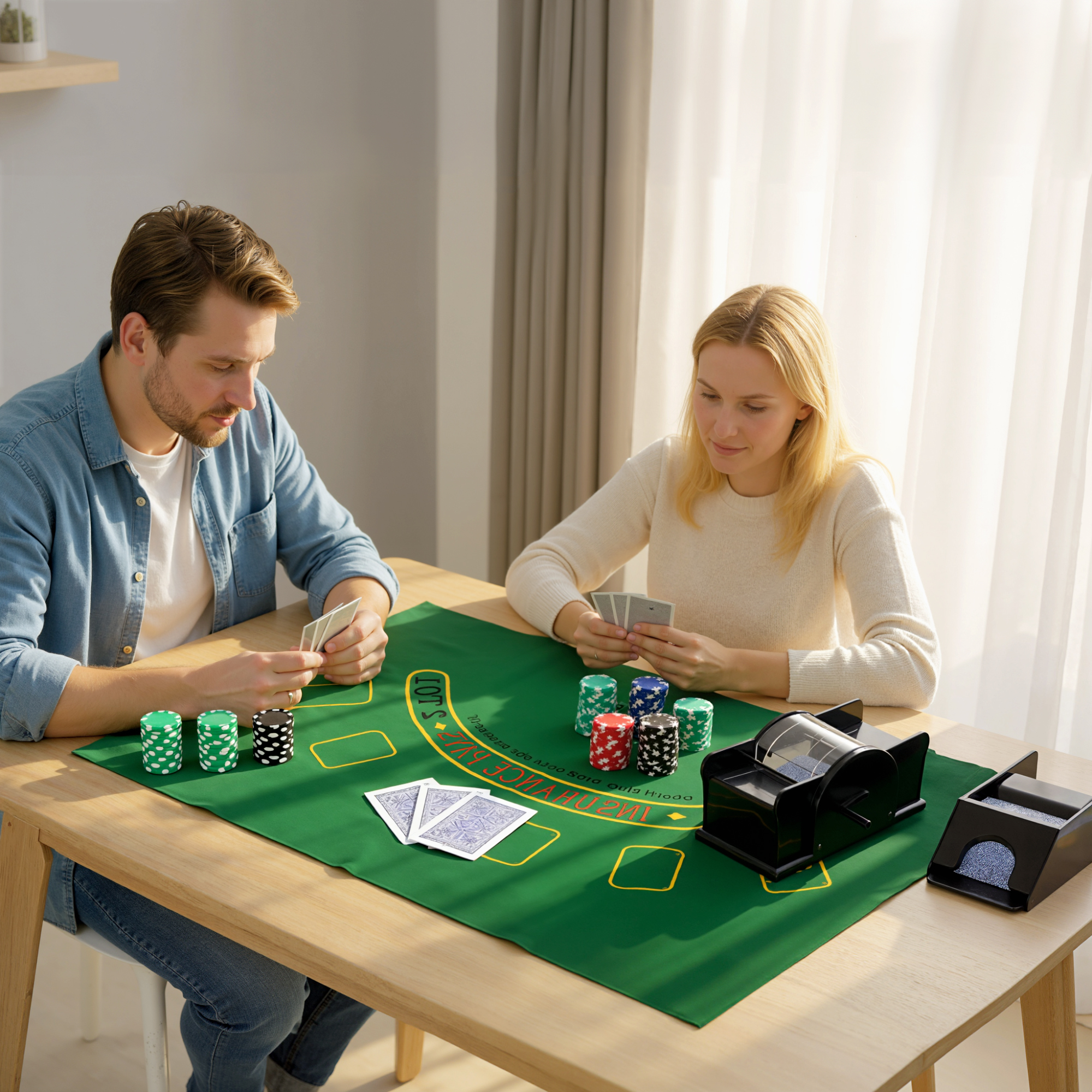 Poker-Set, 300 Chips, Würfel, 2 Kartendecks, Zubehör, Koffer, für 8 Spieler