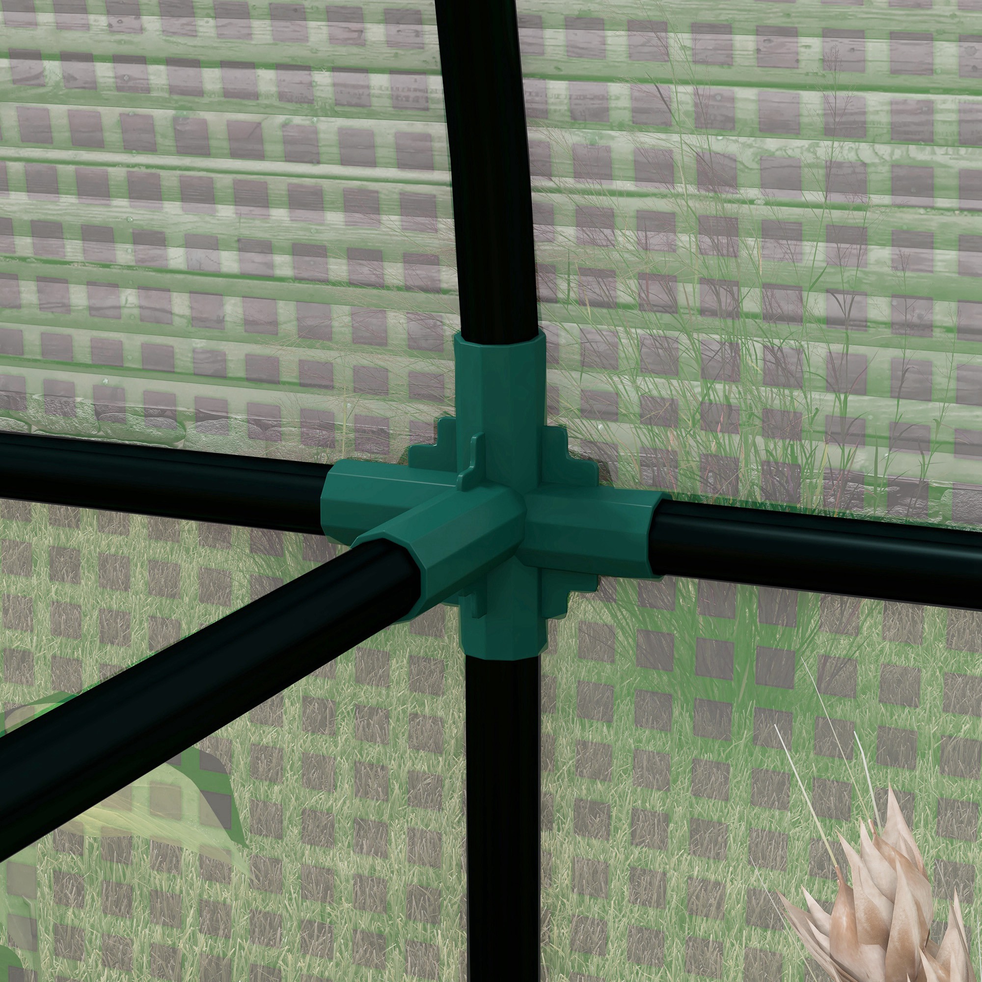 Mini-Gewächshaus Gewächshaus Treibhaus, 2 Pflanzbereiche, aufrollbare Türen, 185 x 94 x 150 cm, Grün