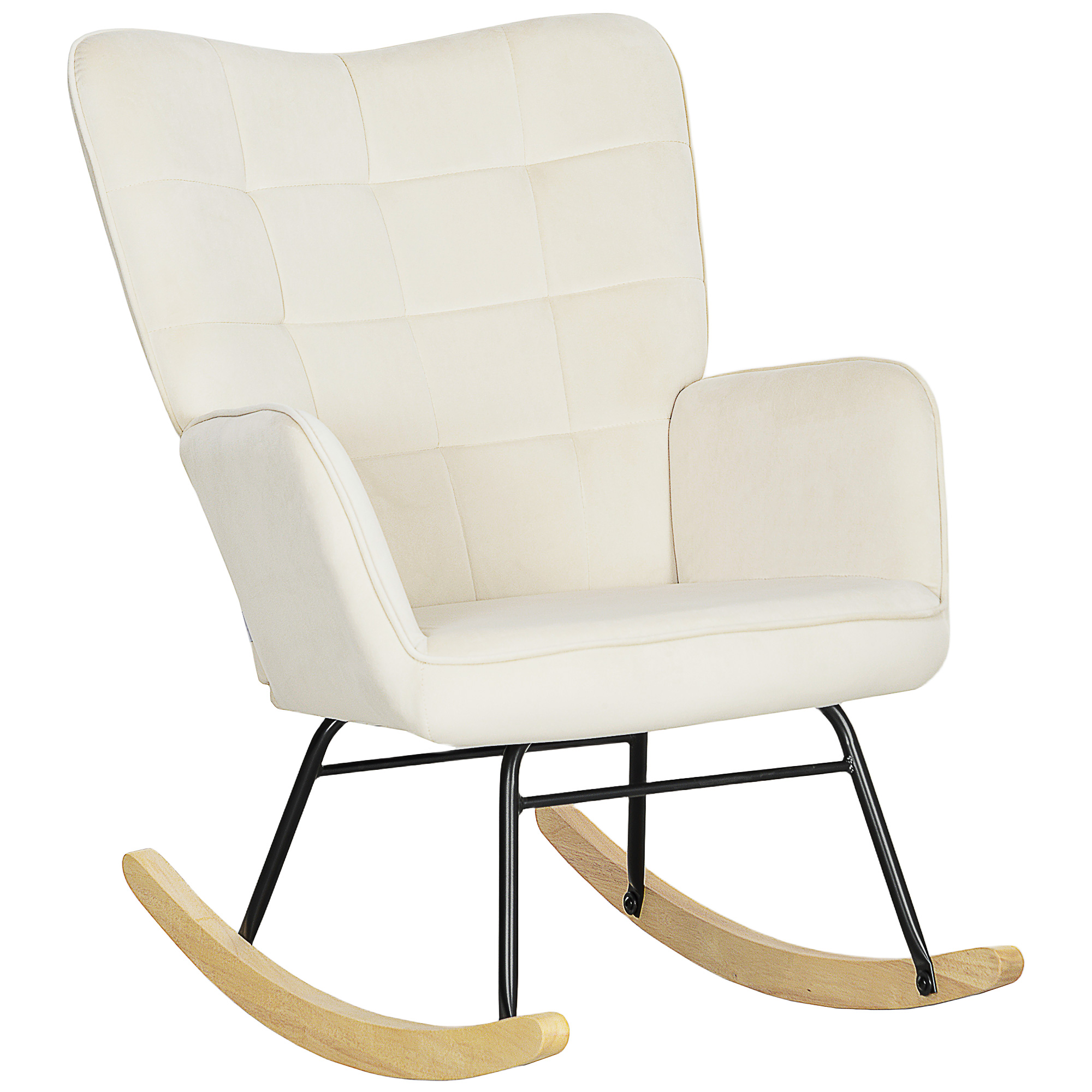 Schaukelstuhl, dicke Polsterung, breite Rückenlehne, Buchenholz/Stahlrahmen, bis 120 kg, Beige Schaukelstuhl, dicke Polsterung, breite Rückenlehne, Buchenholz/Stahlrahmen, bis 120 kg, Beige