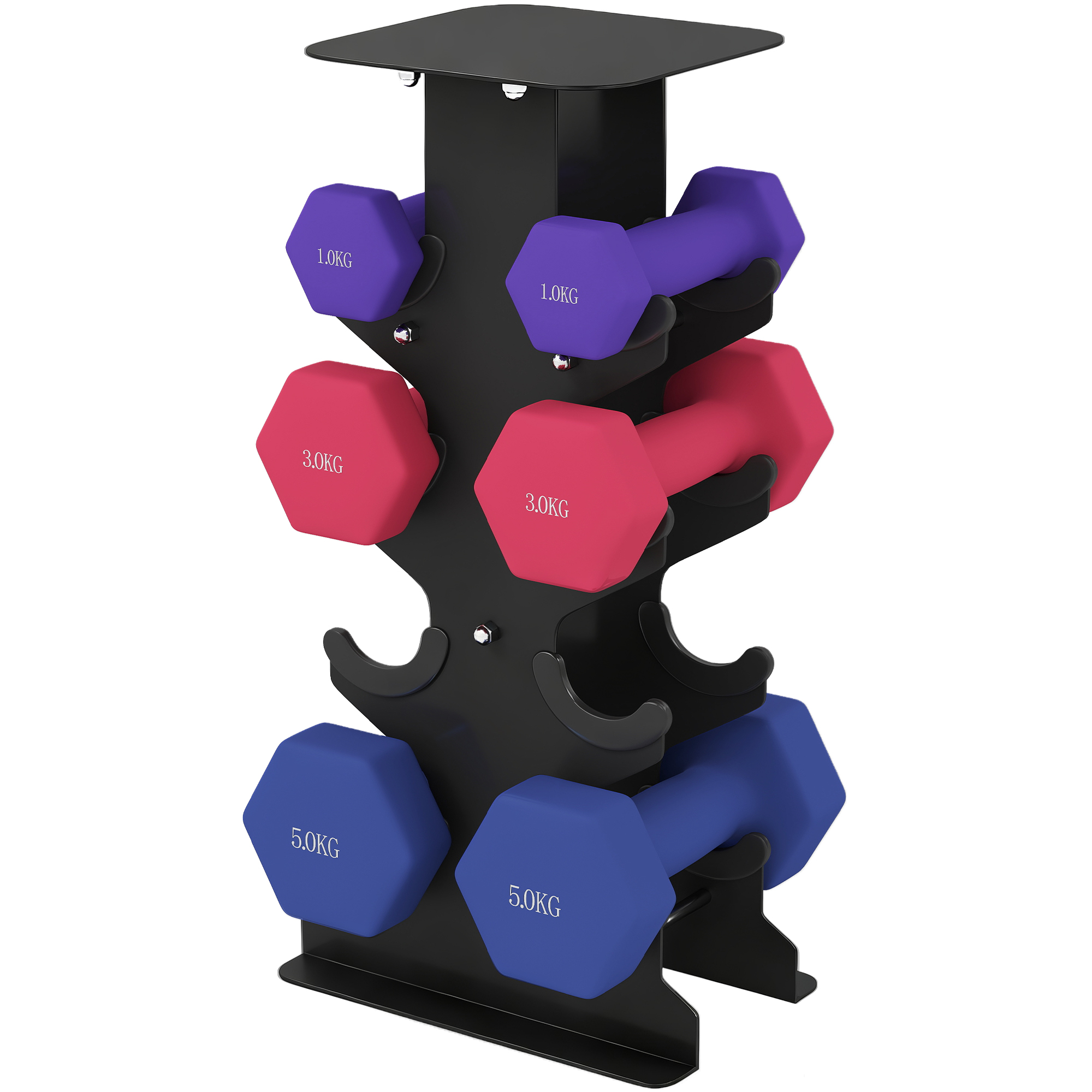 Hanteln Set 3 Paar Kurzhanteln mit Aufbewahrungsständer rutschfeste Griff, 1-5 kg Hexagon