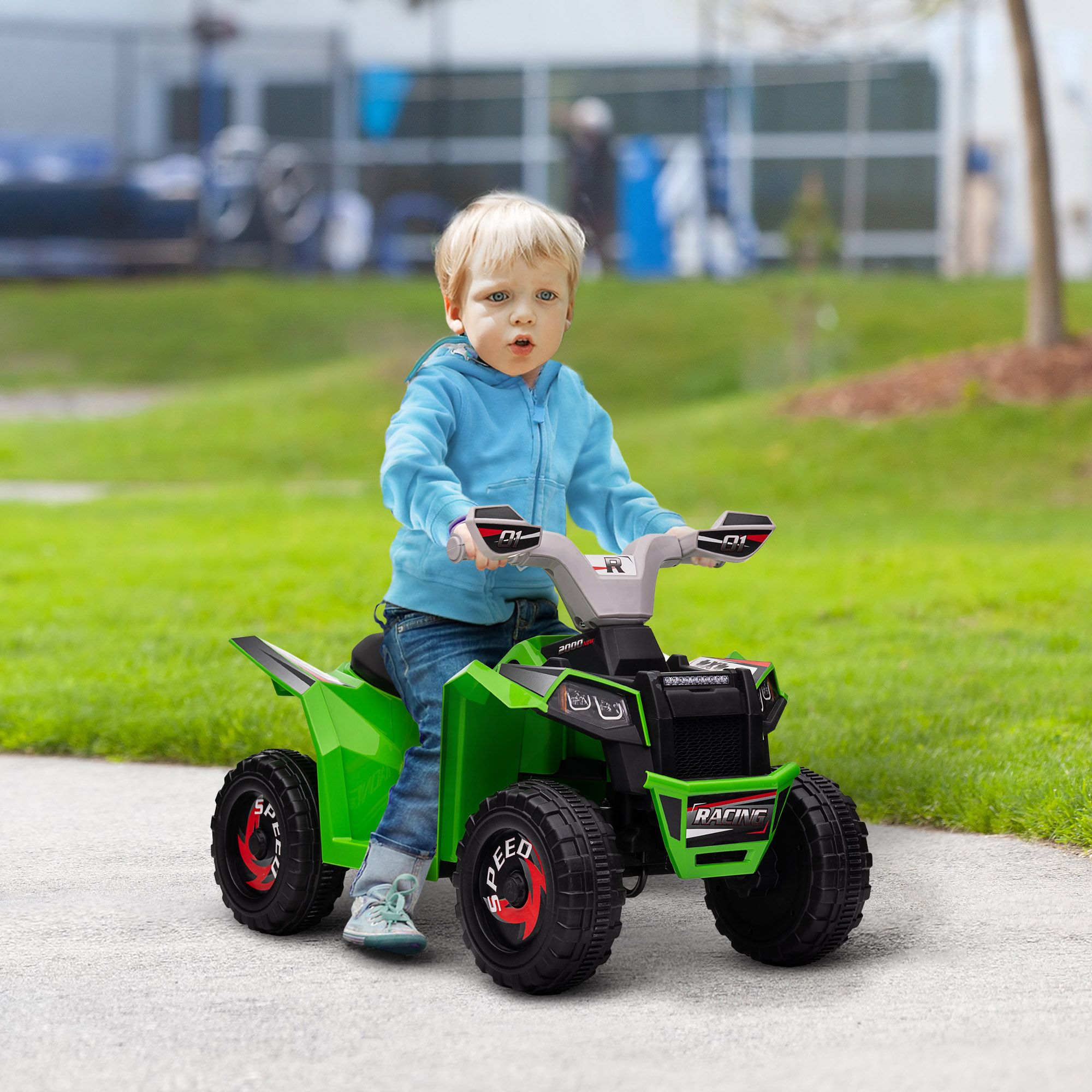 Elektro-Kinderquad, 2,5 km/h, Vorwärts- & Rückwärtsgang, für 18-36 Monate, Grün
