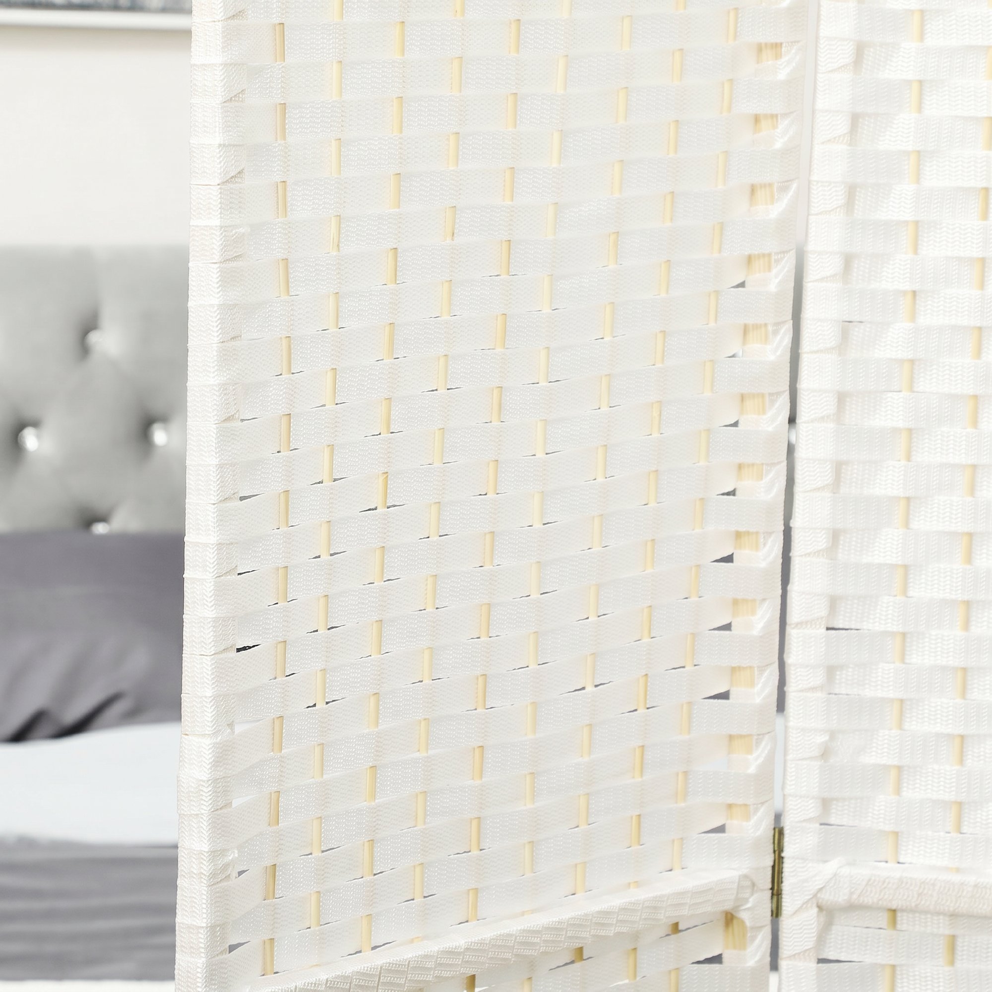 8-teiliger Raumtrenner, Faltbarer Sichtschutz, Sichtschutzwand für Wohnzimmer, Schlafzimmer, Homeoffice, Weiß