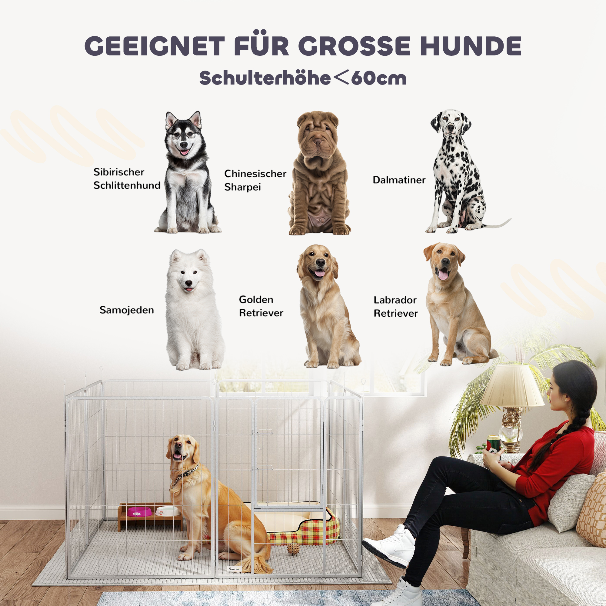 Haustiergehege, Hundezaun, Haustierspielplatz, flexibel anpassbar, rostfreier Stahl