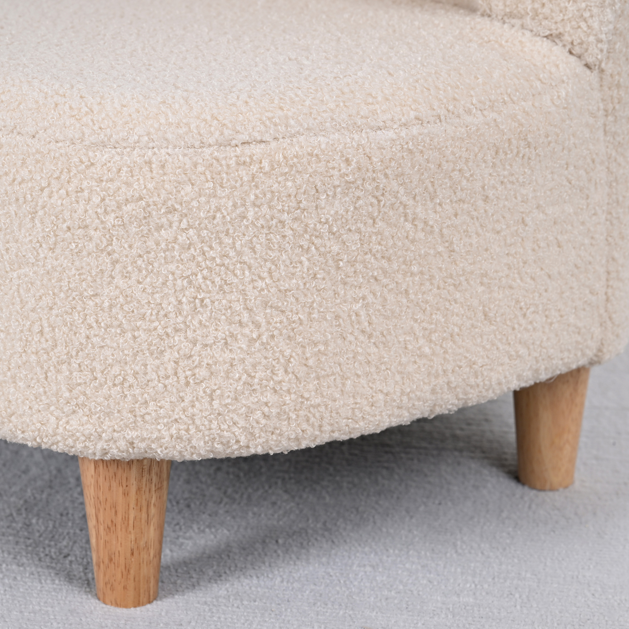 Kindersessel, Plüschsessel mit Bärenohren, Fleece-Bezug, Schaumstoff, Beige