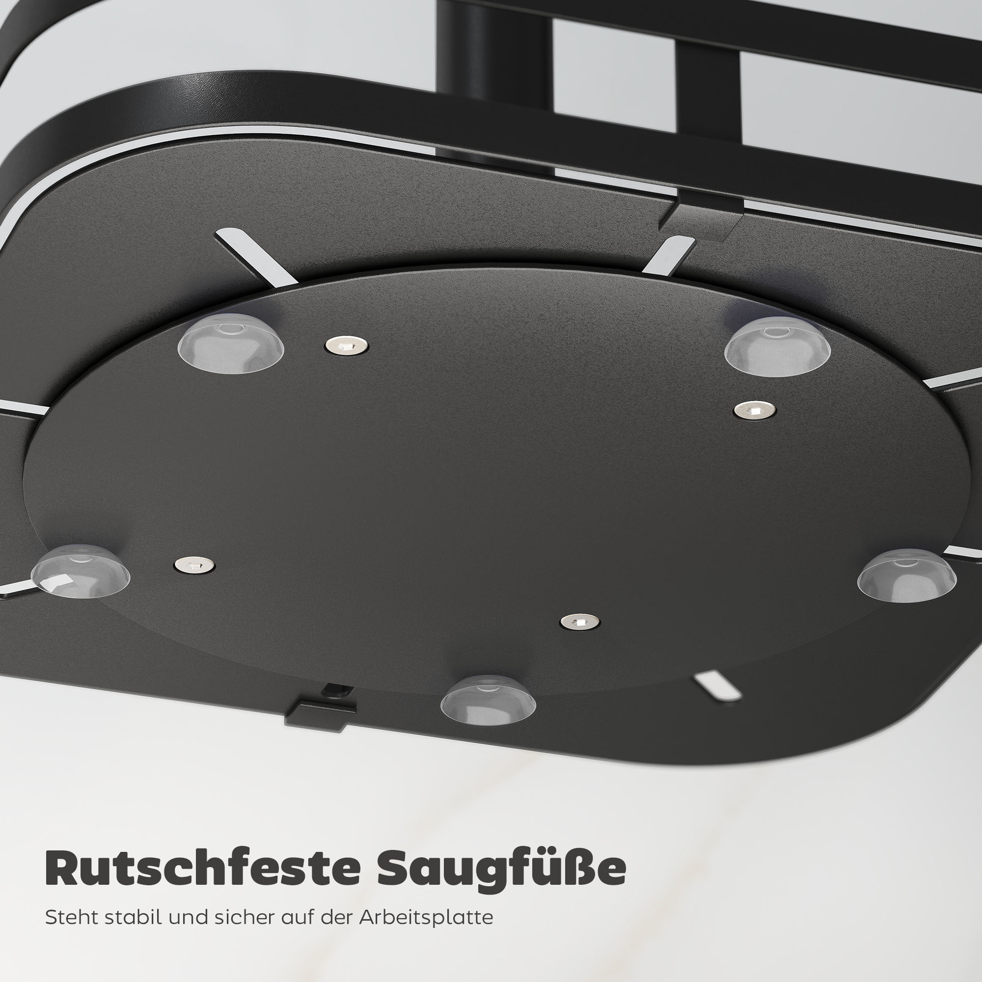 Drehbares Gewürzregal, 2-stufiges Design, Saugfüße, Metall, Schwarz