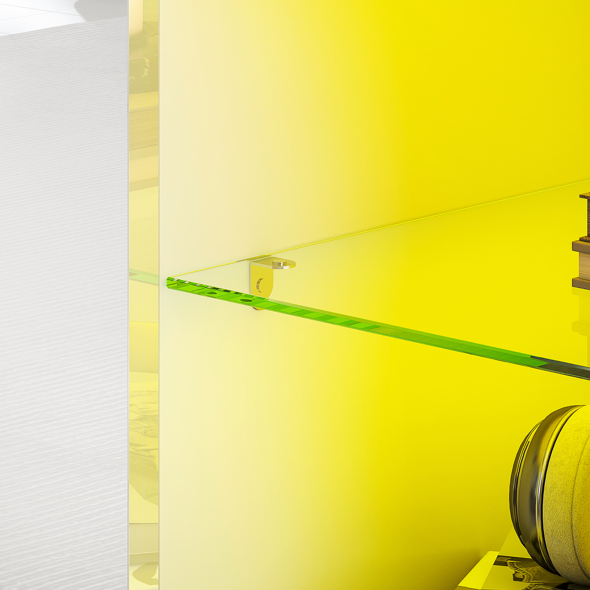 TV-Schrank mit LED-Beleuchtung, 2 Schranktüren, Glasregal, Kabellöcher, für Wohnzimmer, Spanplatte, Weiß