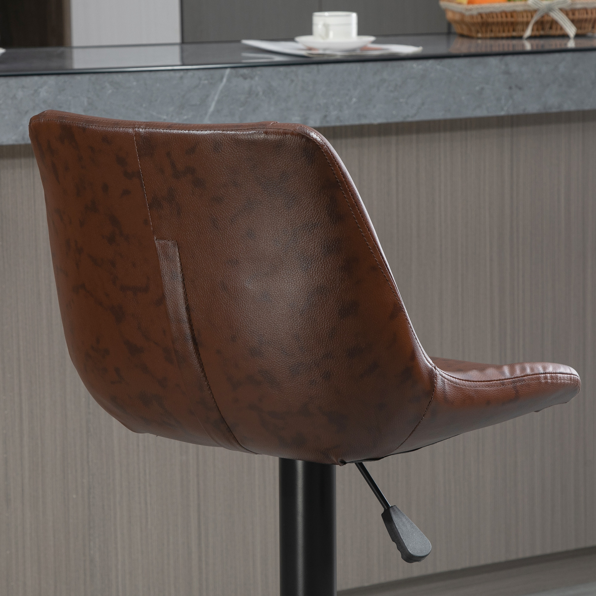 2er-Set Barhocker Barhocker Barstühle, höhenverstellbar, inkl. Fußstütze, 46,5cm x 50cm x 108cm, Schwarz + Braun