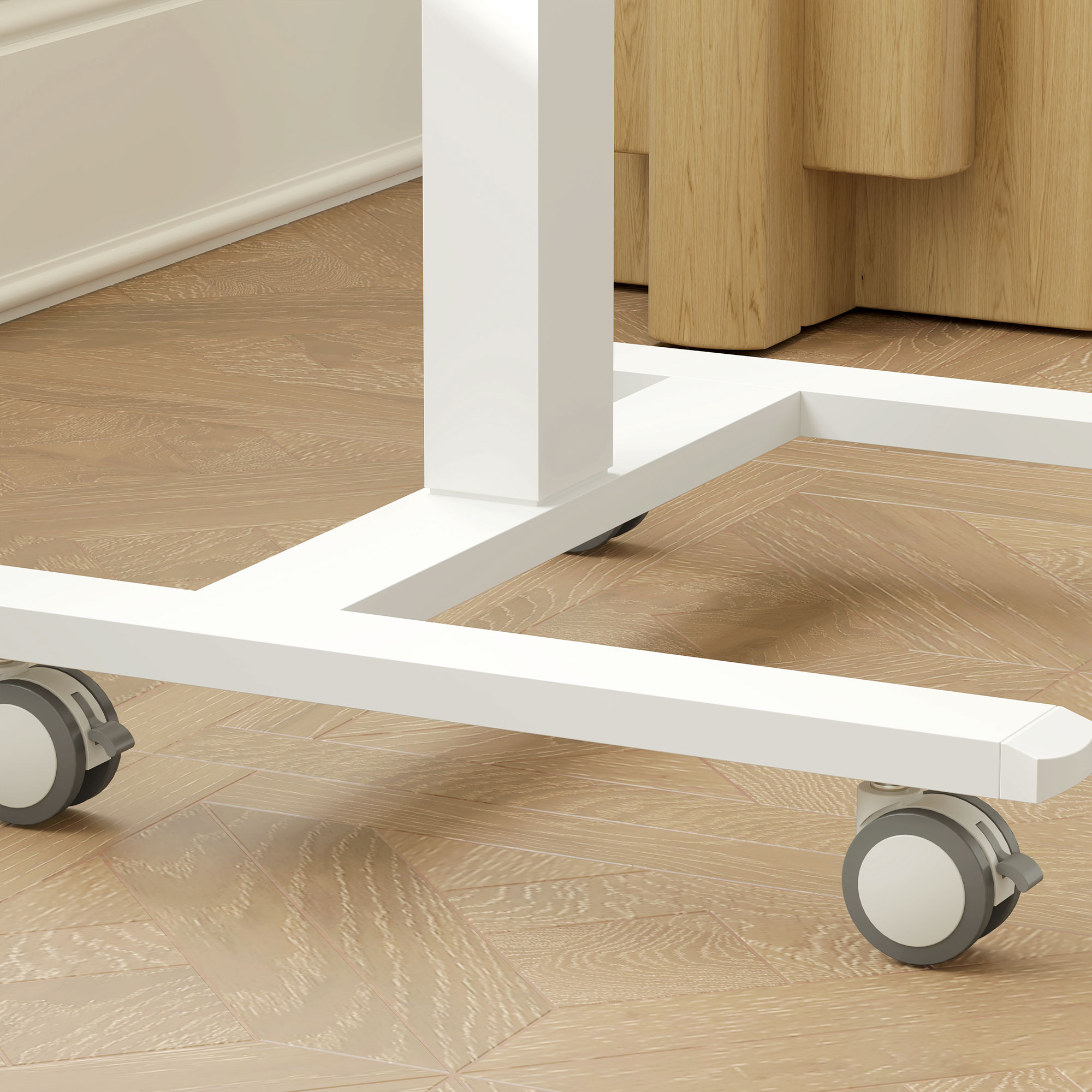 Stehpult Stehtisch, Laptoptisch, höhenverstellbar, 4 Rollen, 65 cm x 48 cm x 108 cm, Gelb