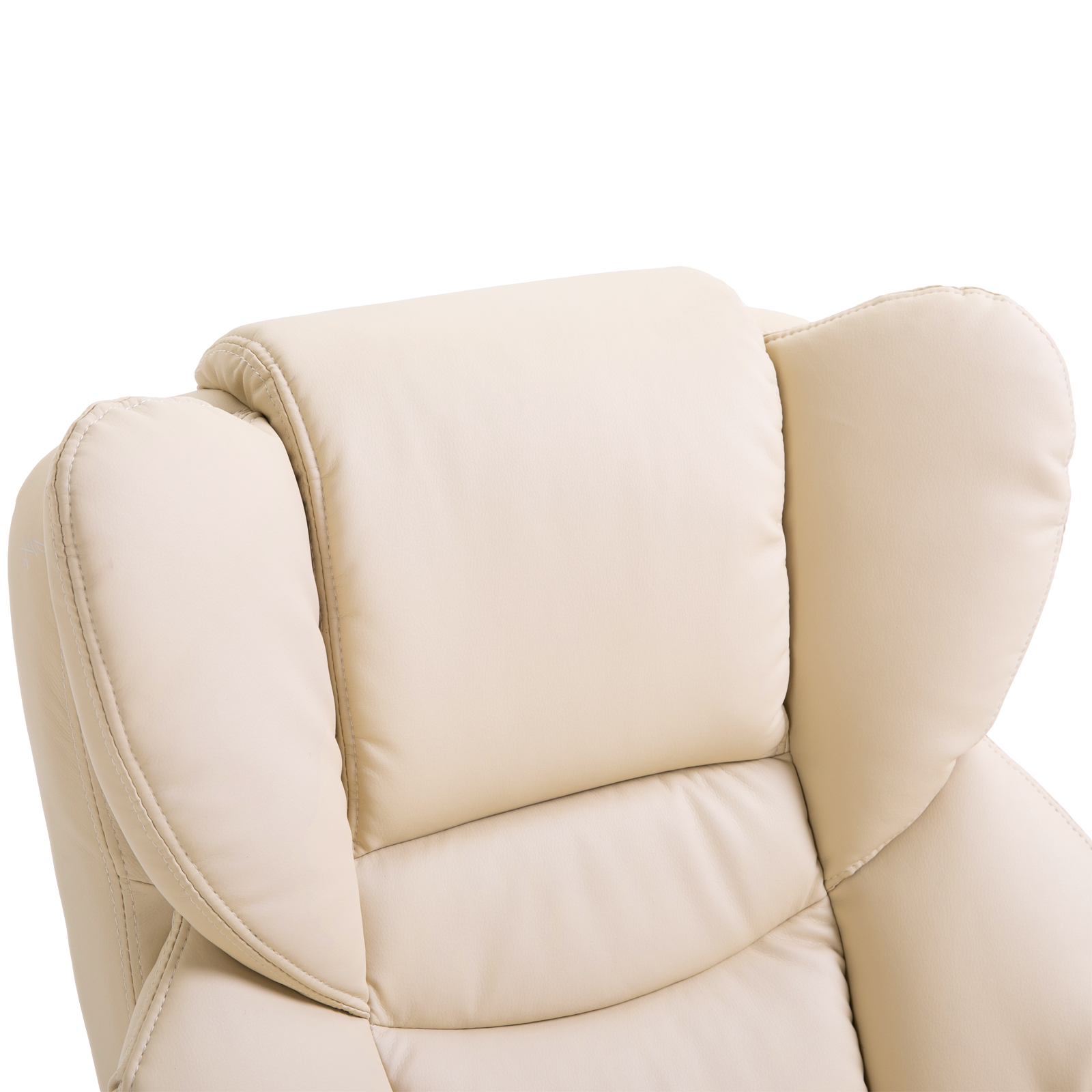 Relaxsessel mit Hocker, Liegefunktion, drehbar, bis 160 kg, Kunstleder, Metallrahmen, creme, 80 x 79 x 100 cm