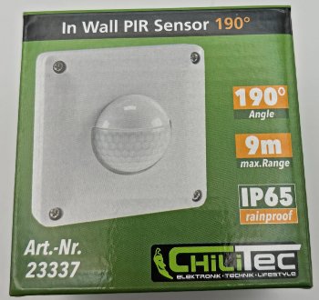 Unterputz PIR-Bewegungsmelder 190°- IP65 / 2 & 3 - Draht Technik, weiß