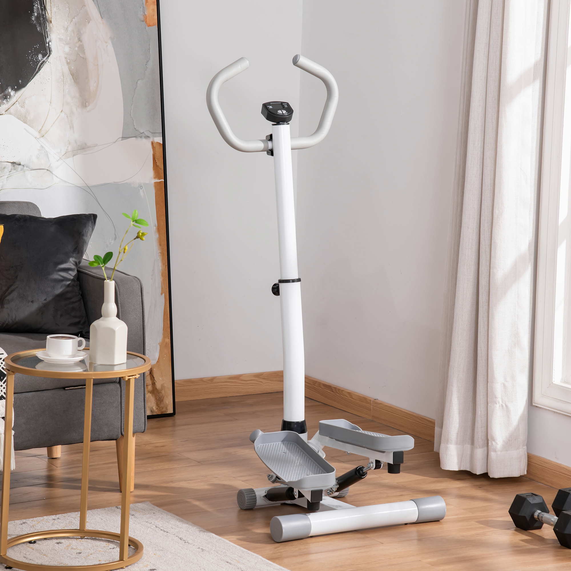 Stepper Heimtrainer für Zuhause mit LCD-Bildschirm einstellbare Geschwindigkeit Metall ABS 55 x 53 x 118-128 cm