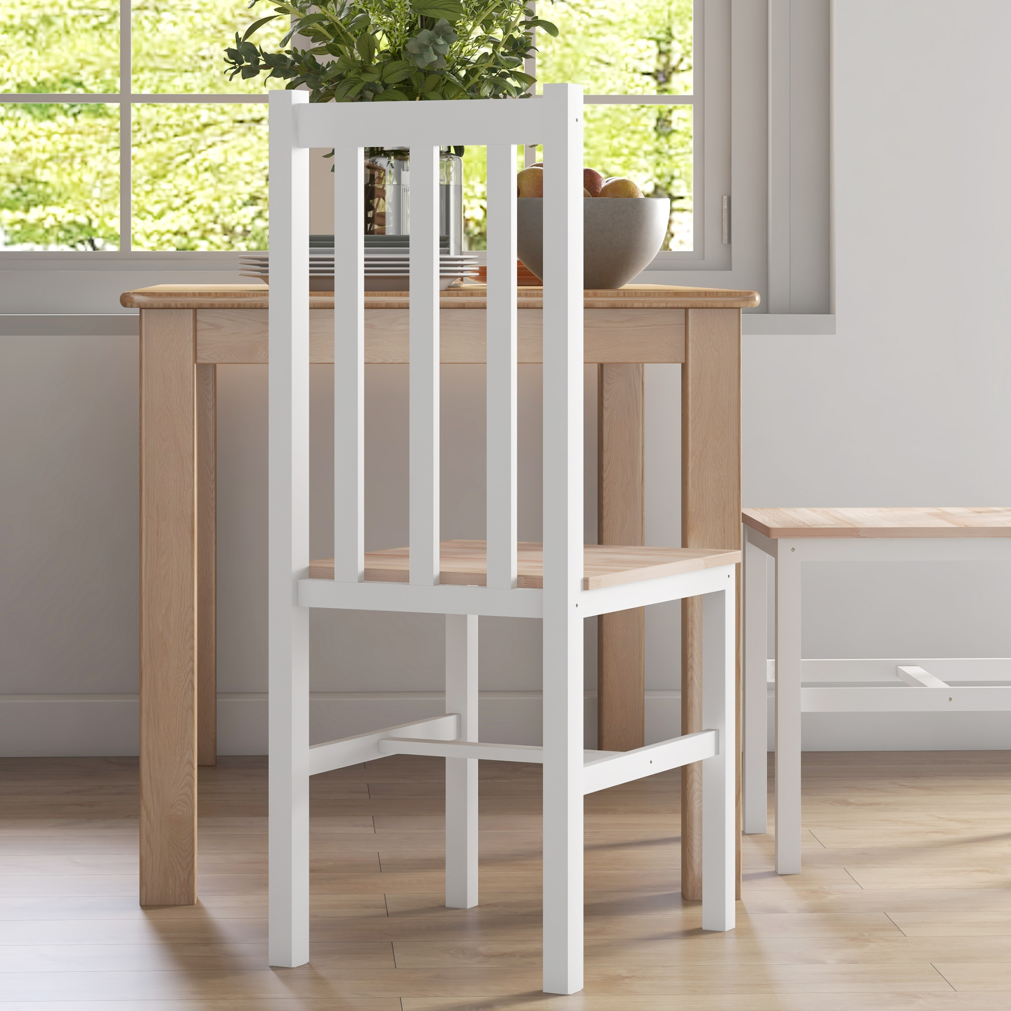 4er-Set Küchenstühle Esszimmerstühle Stühle, Massivholz, modernes Design, 38, 5 cm x 47,5 cm x 99 cm, Natur