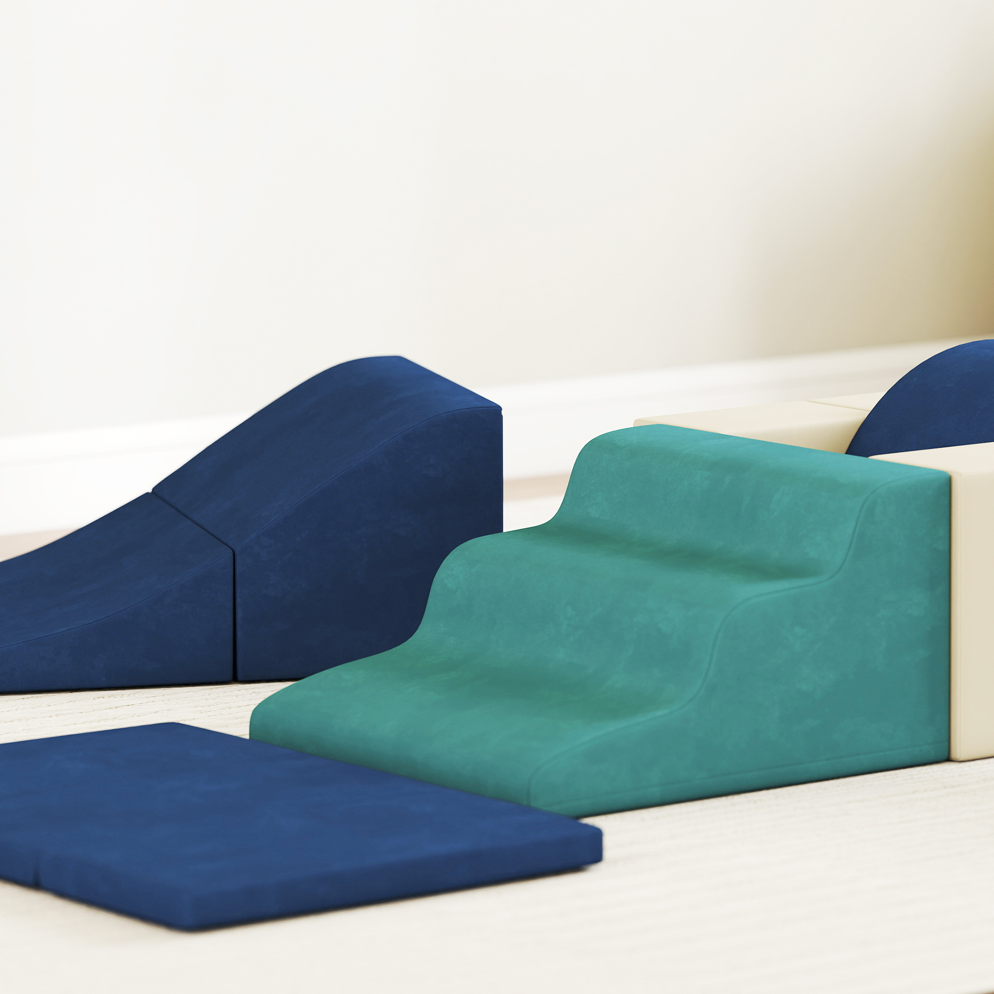 7-teiliges Set Kletterblöcke für Babys & Kleinkinder, weiches Kletterset für den Innenbereich, Stoff, Schaumstoff, bunt