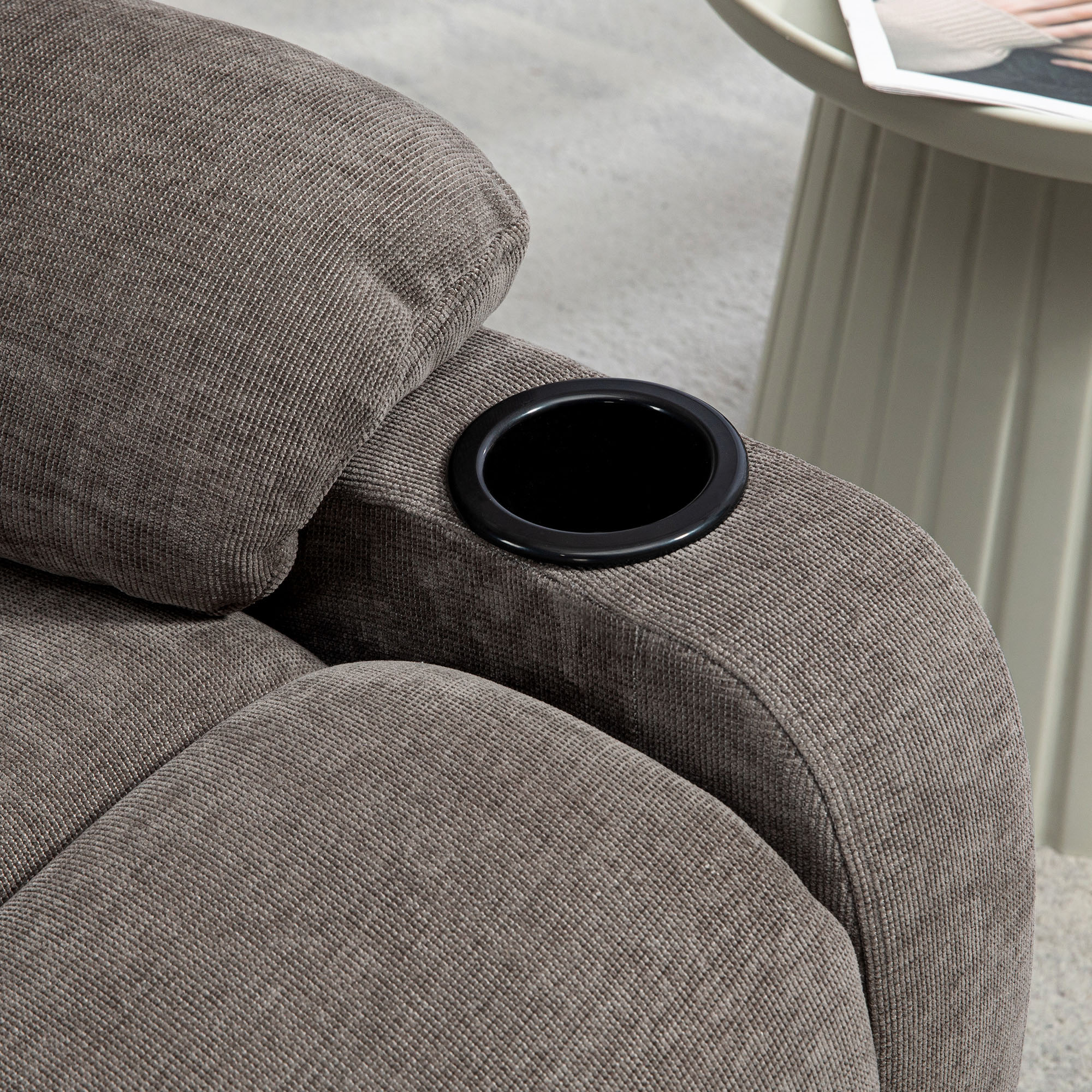 Relaxsessel mit Fußstütze, Loungesessel modern, drehbar, bis 150 kg, Stahlrahmen, 88x96x108cm, Hellbraun