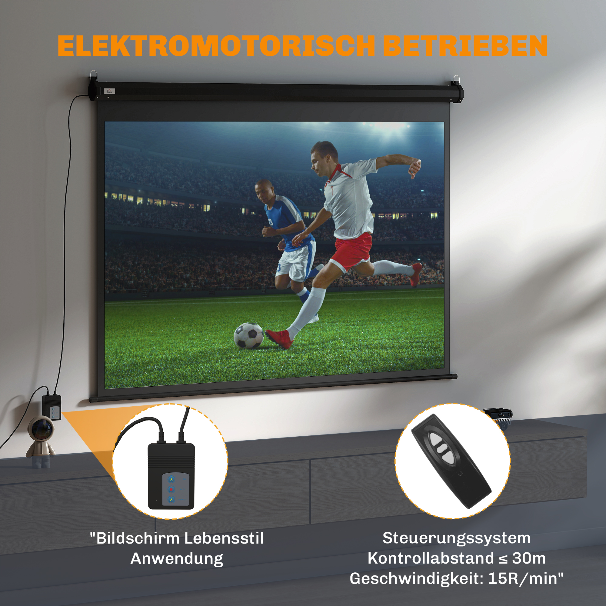 Beamer-Leinwand, Projektionsleinwand, 84", 4:3, 171x130 cm, Schwarz